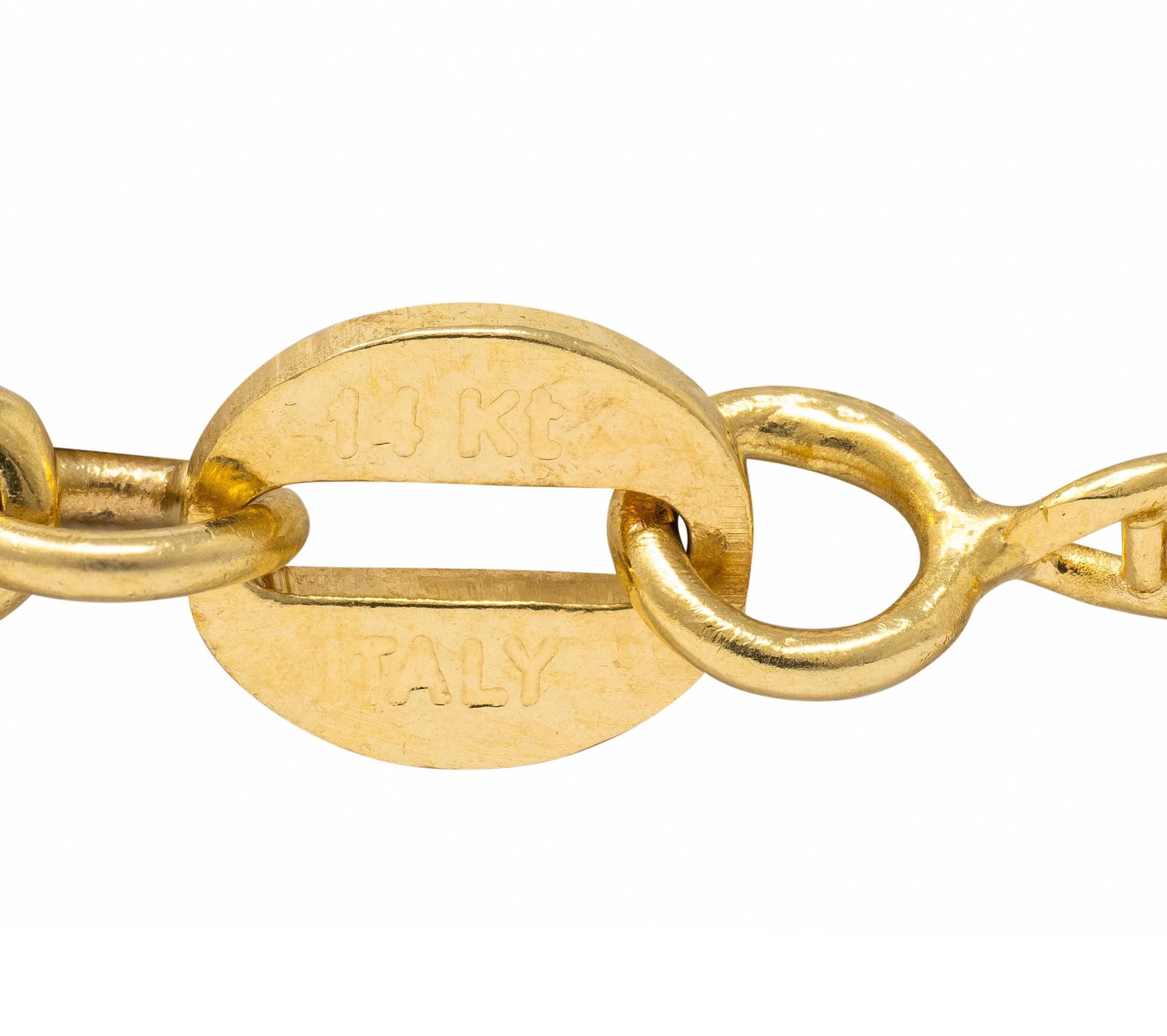 1990's 14 Karat Gelbgold abgestufte Herz Vintage Station Halskette im Angebot 2