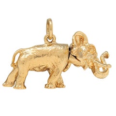 1990's 14 Karat Yellow Gold Vintage Bobble Head Elephant Charm