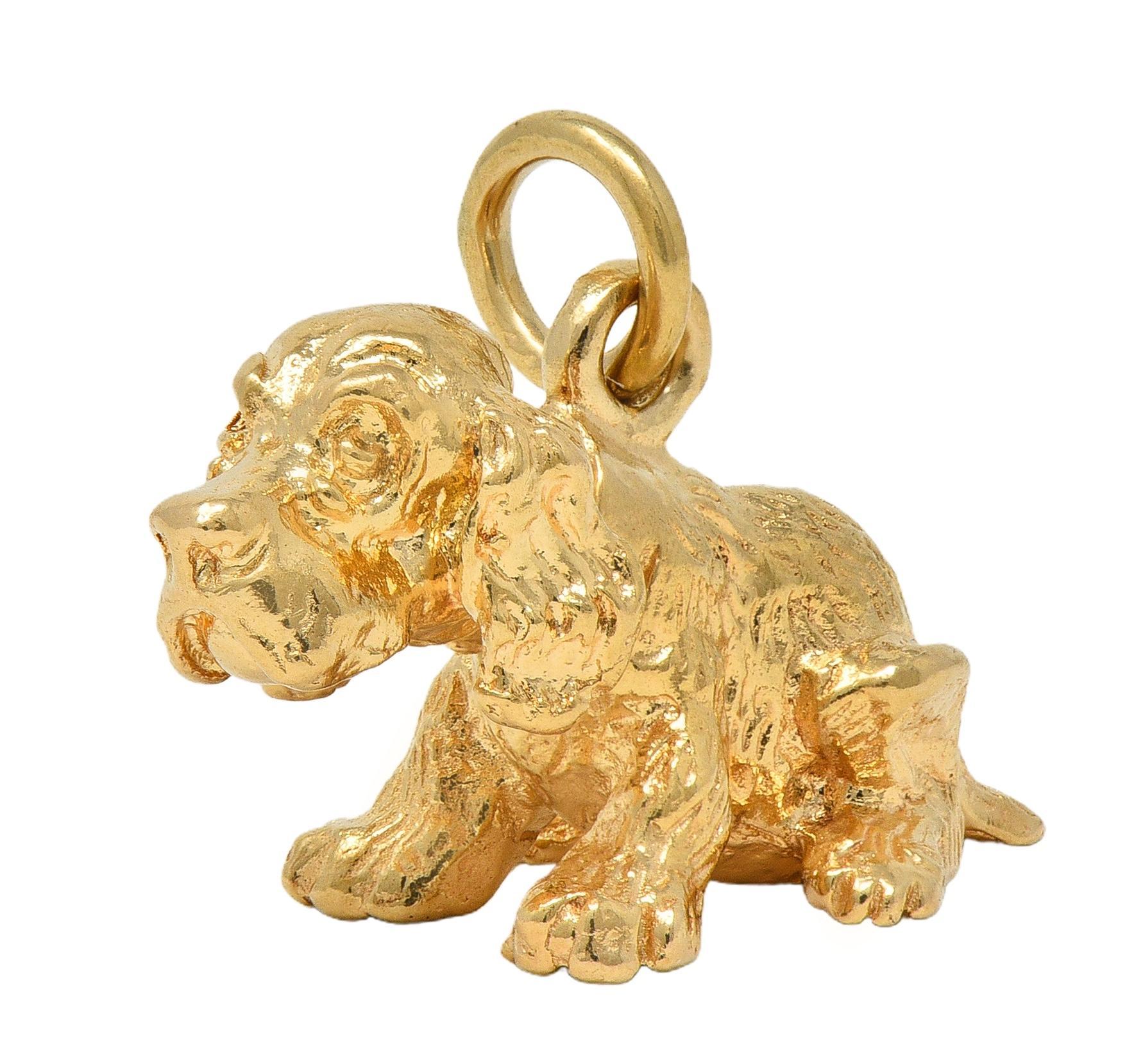 1990's 14 Karat Yellow Gold Vintage Bobble Head Spaniel Dog Charm For Sale 5