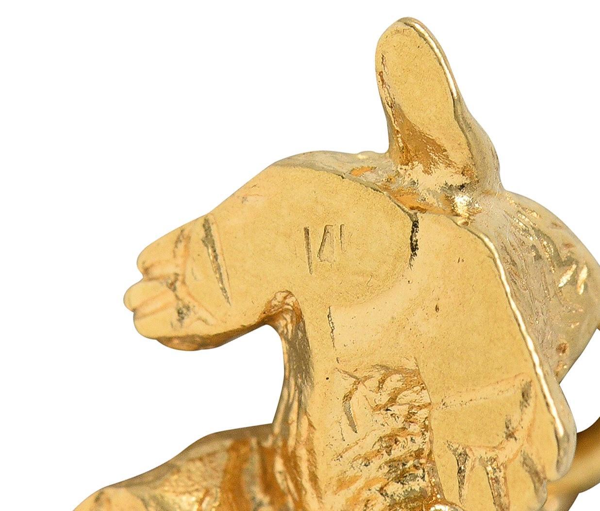 1990's 14 Karat Yellow Gold Vintage Bobble Head Spaniel Dog Charm For Sale 3
