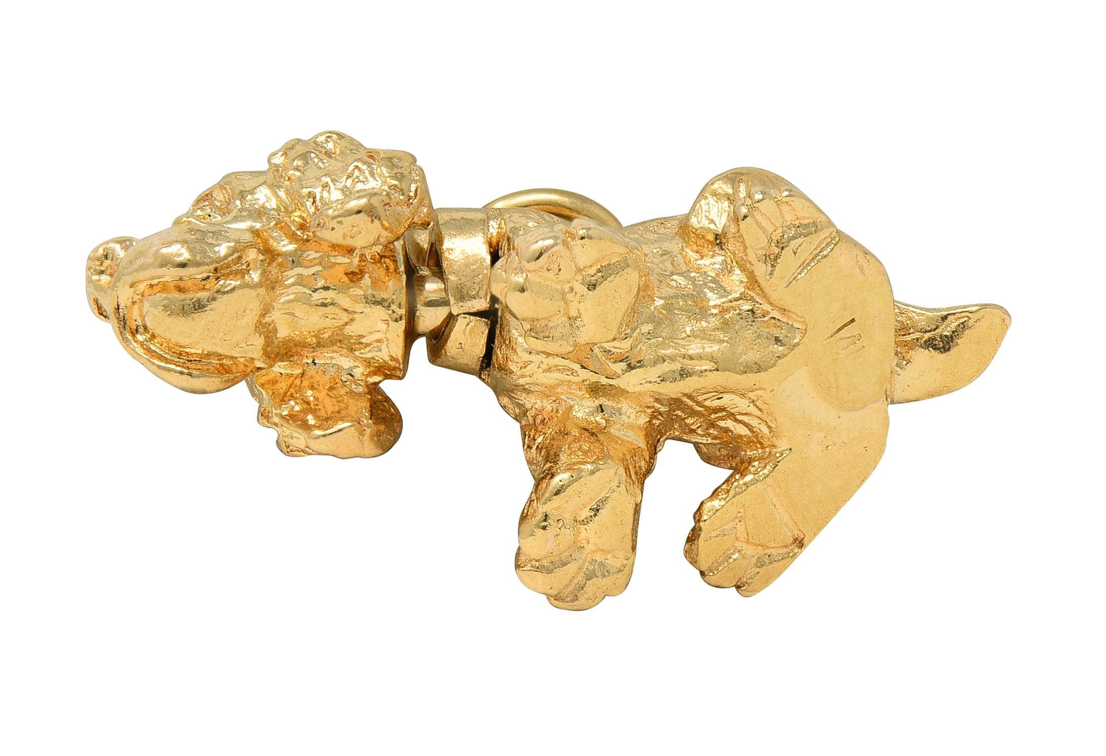 1990's 14 Karat Yellow Gold Vintage Bobble Head Spaniel Dog Charm For Sale 4