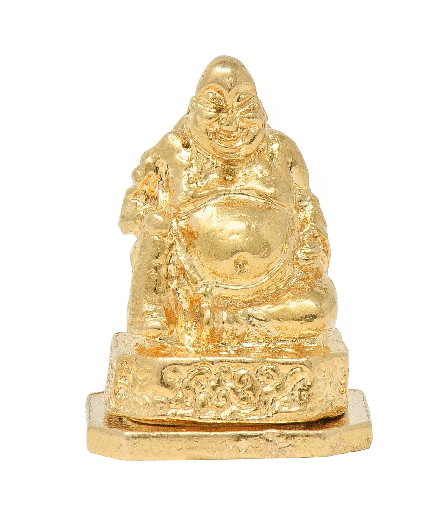 1990's 14 Karat Yellow Gold Vintage Buddha Pendant Locket Charm For Sale 5