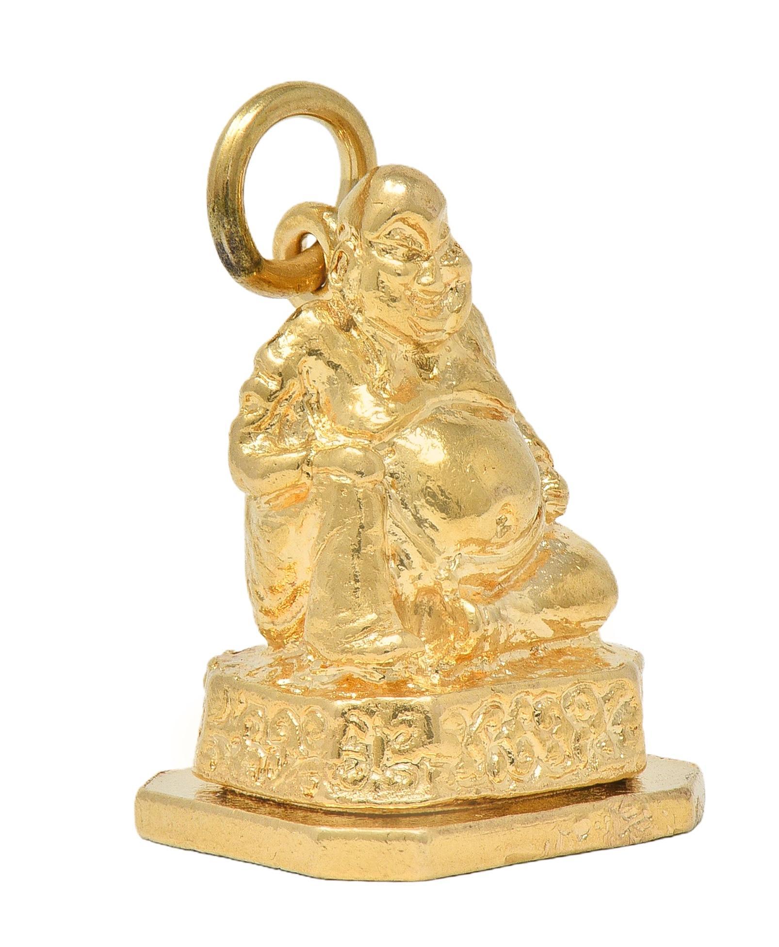 Women's 1990's 14 Karat Yellow Gold Vintage Buddha Pendant Locket Charm For Sale
