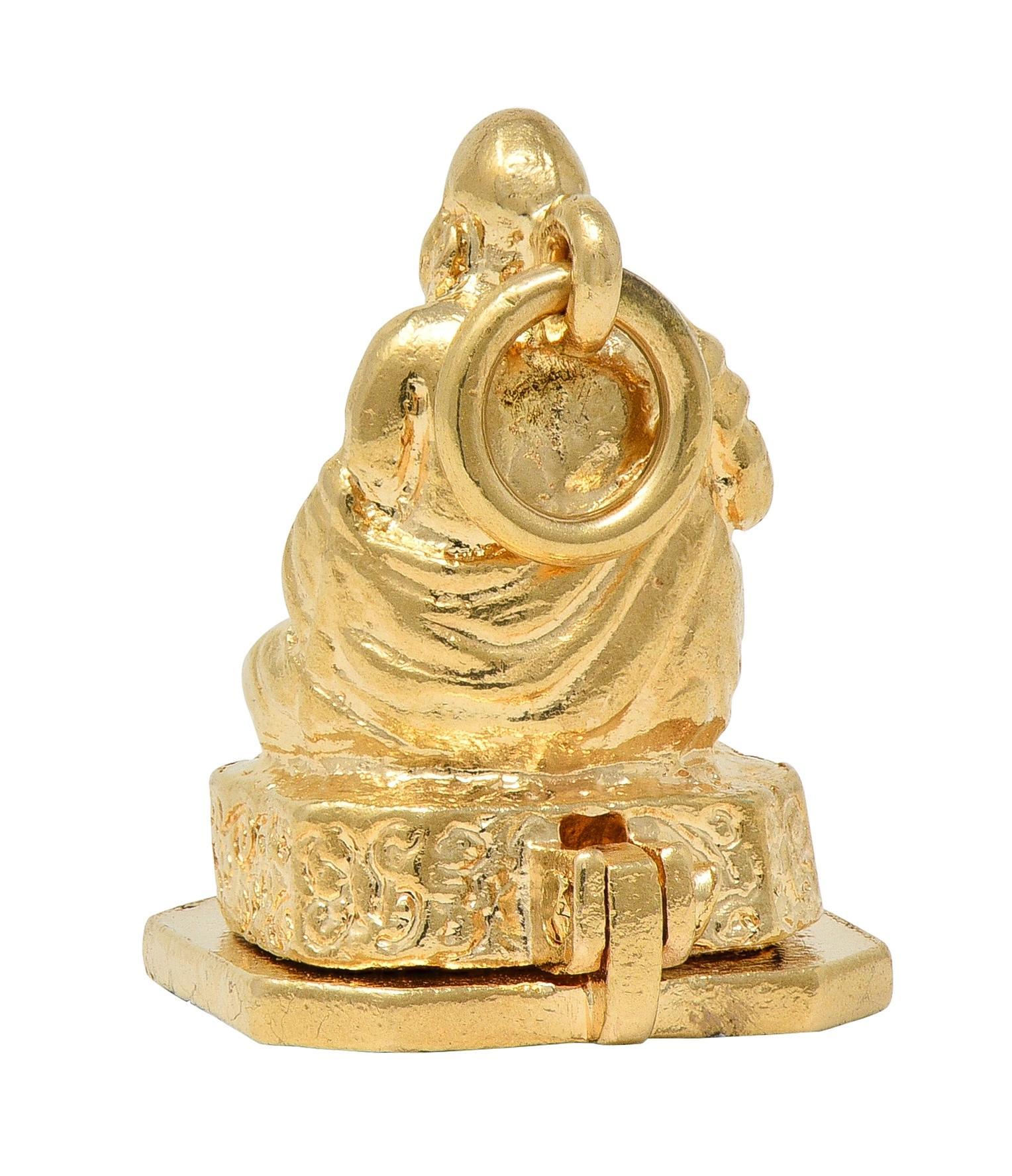 1990's 14 Karat Yellow Gold Vintage Buddha Pendant Locket Charm For Sale 3
