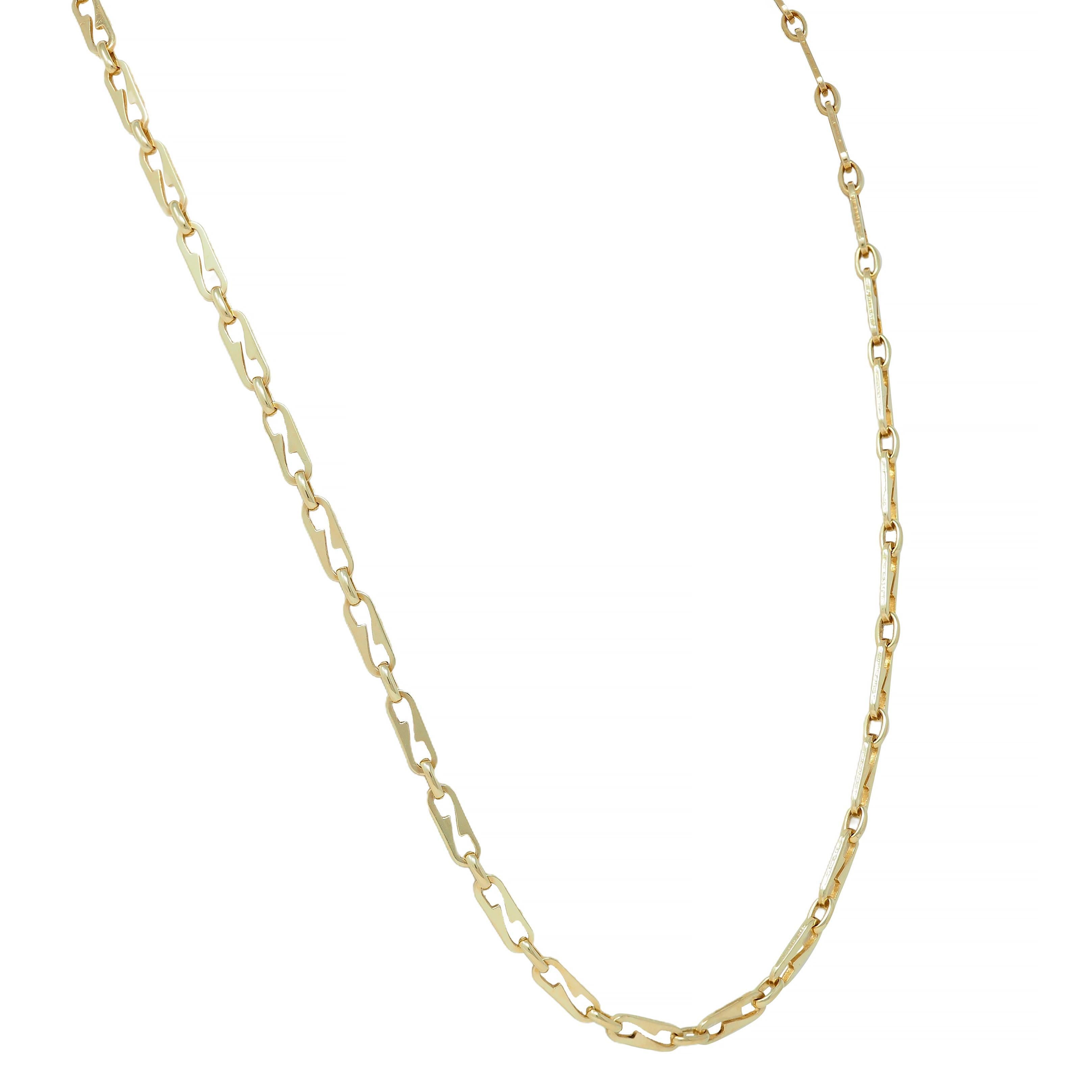 1990's 14 Karat Yellow Gold Vintage Fancy Paperclip Chain Link Unisex Necklace 1