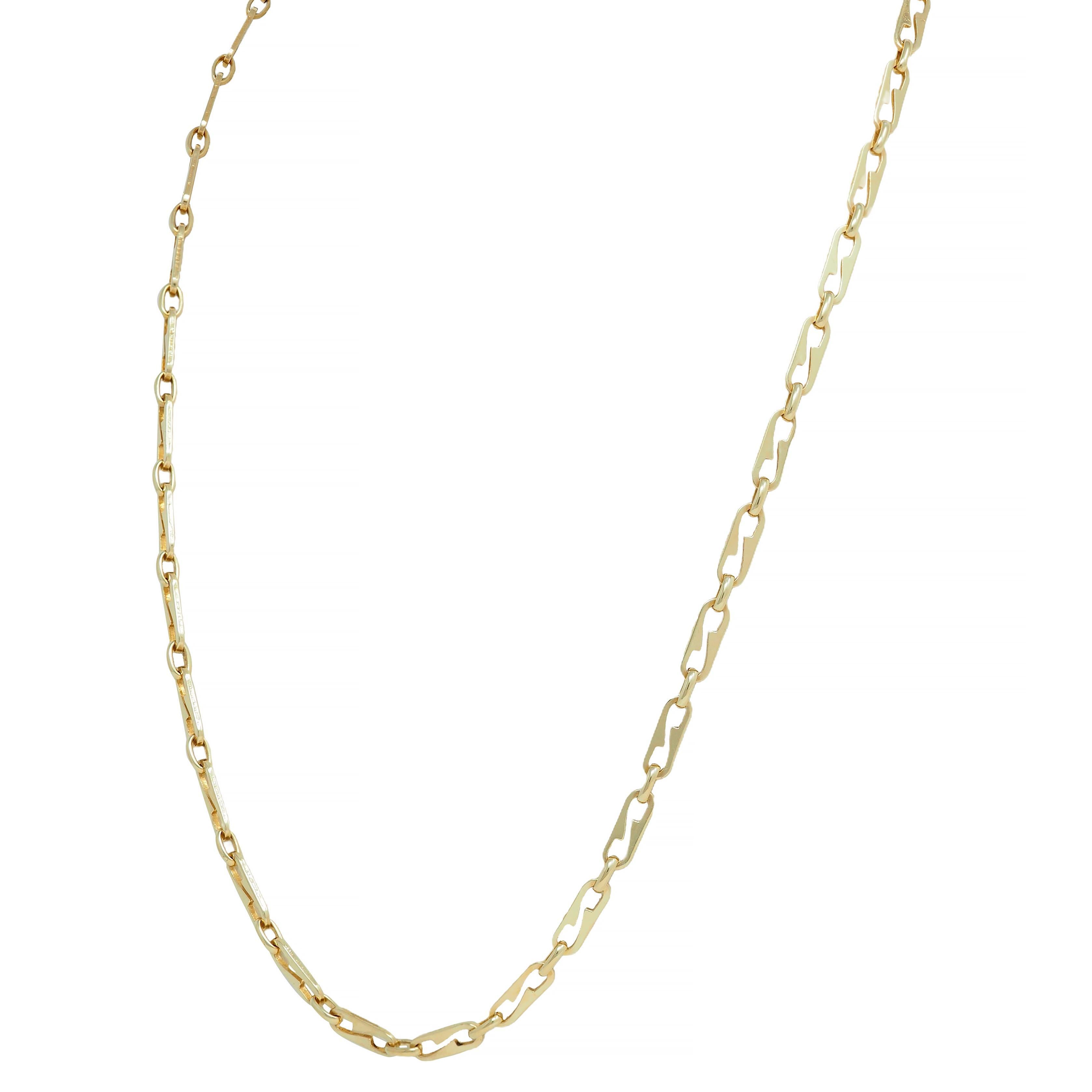 1990's 14 Karat Yellow Gold Vintage Fancy Paperclip Chain Link Unisex Necklace 3