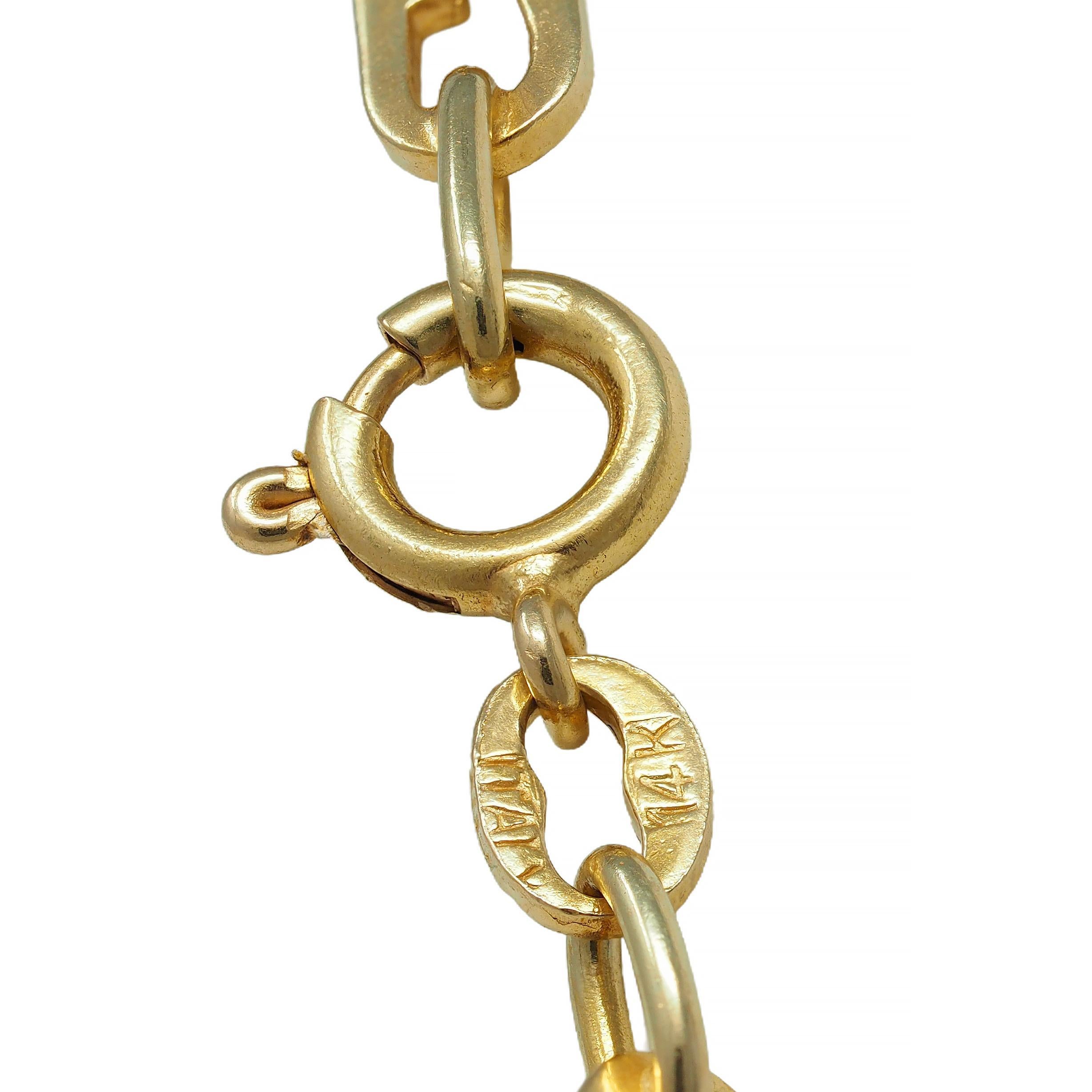 1990's 14 Karat Yellow Gold Vintage Fancy Paperclip Chain Link Unisex Necklace 5