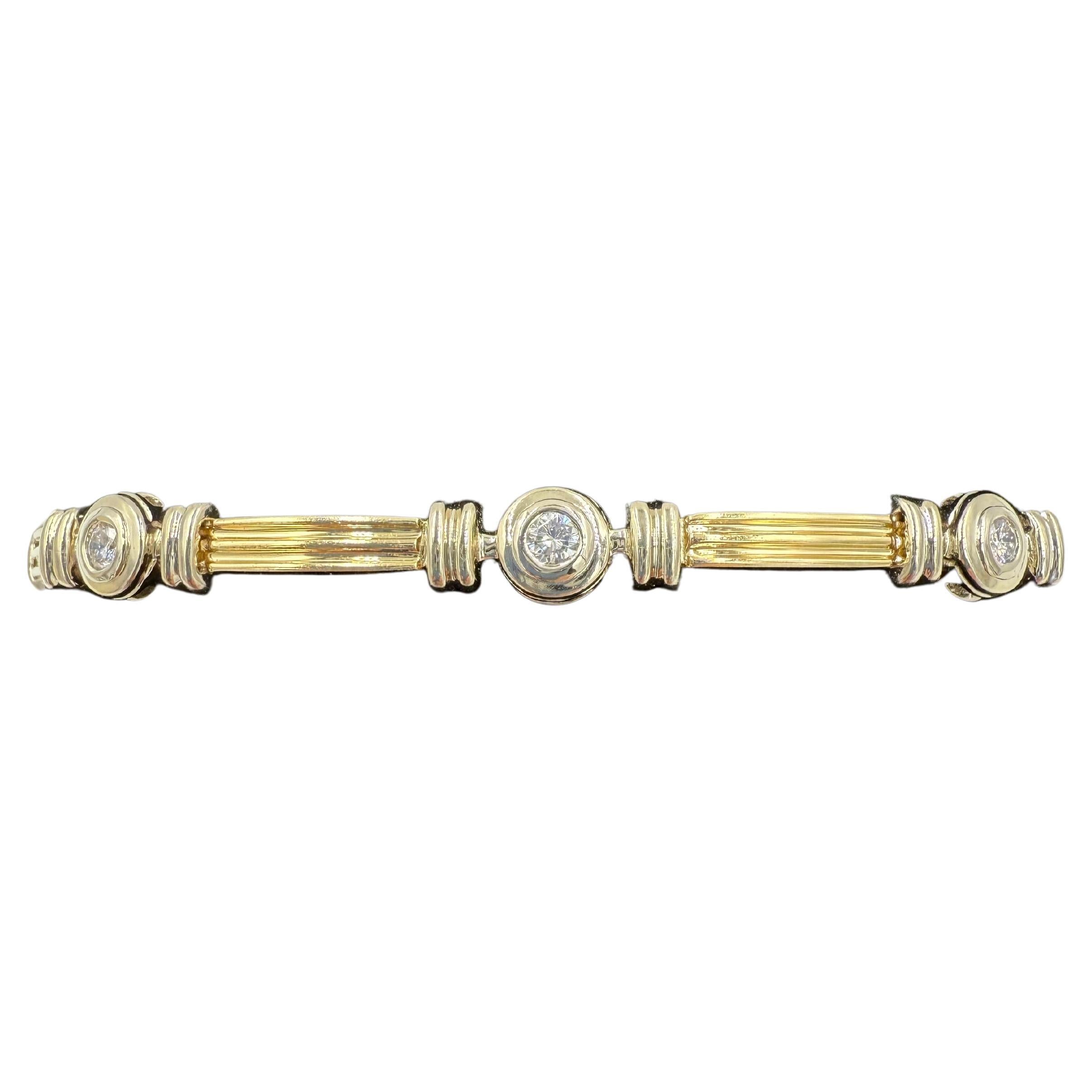 1990er Jahre 14k zweifarbiges Diamantarmband im Angebot