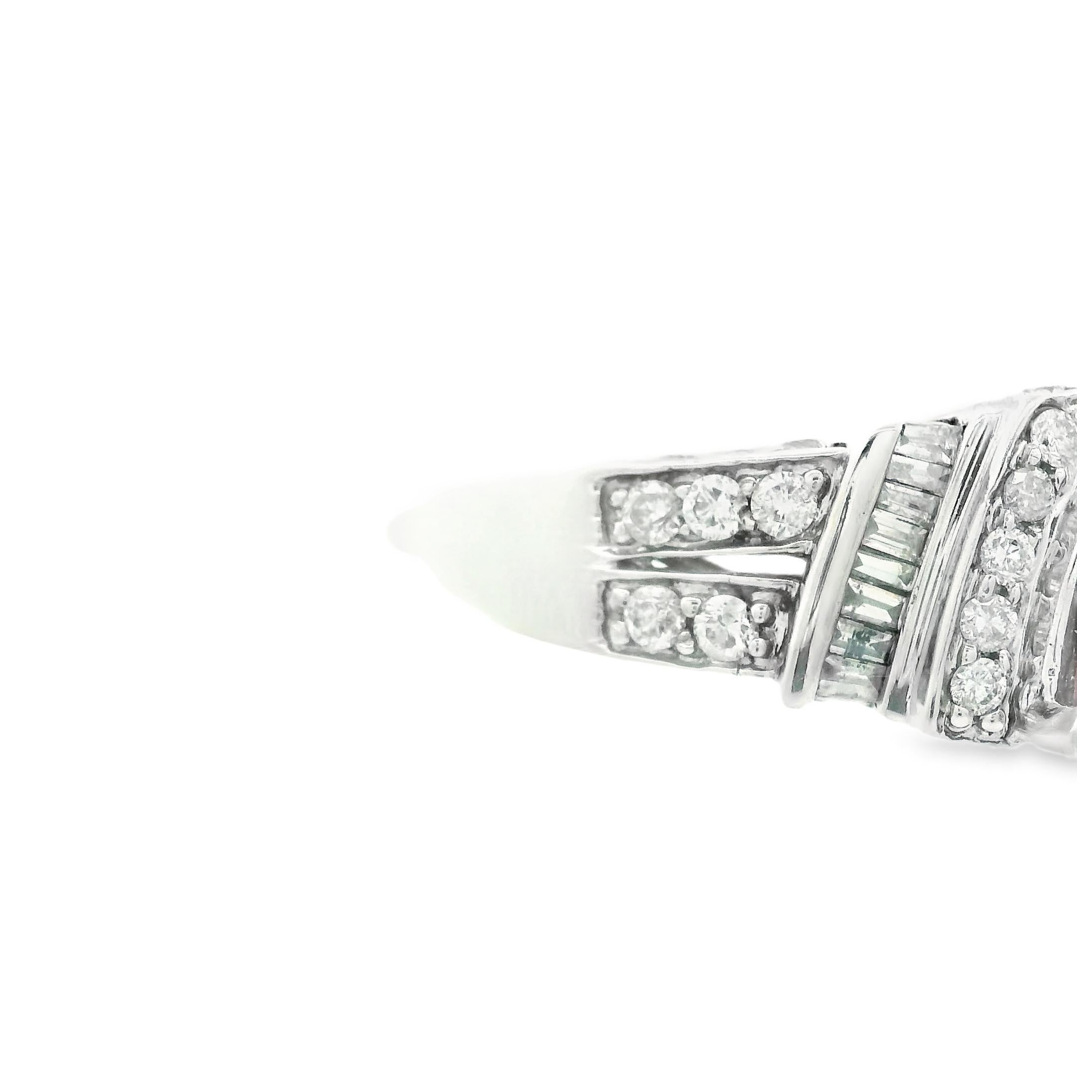 1990s 14k White Gold Tourmaline & Diamond Ring For Sale 1