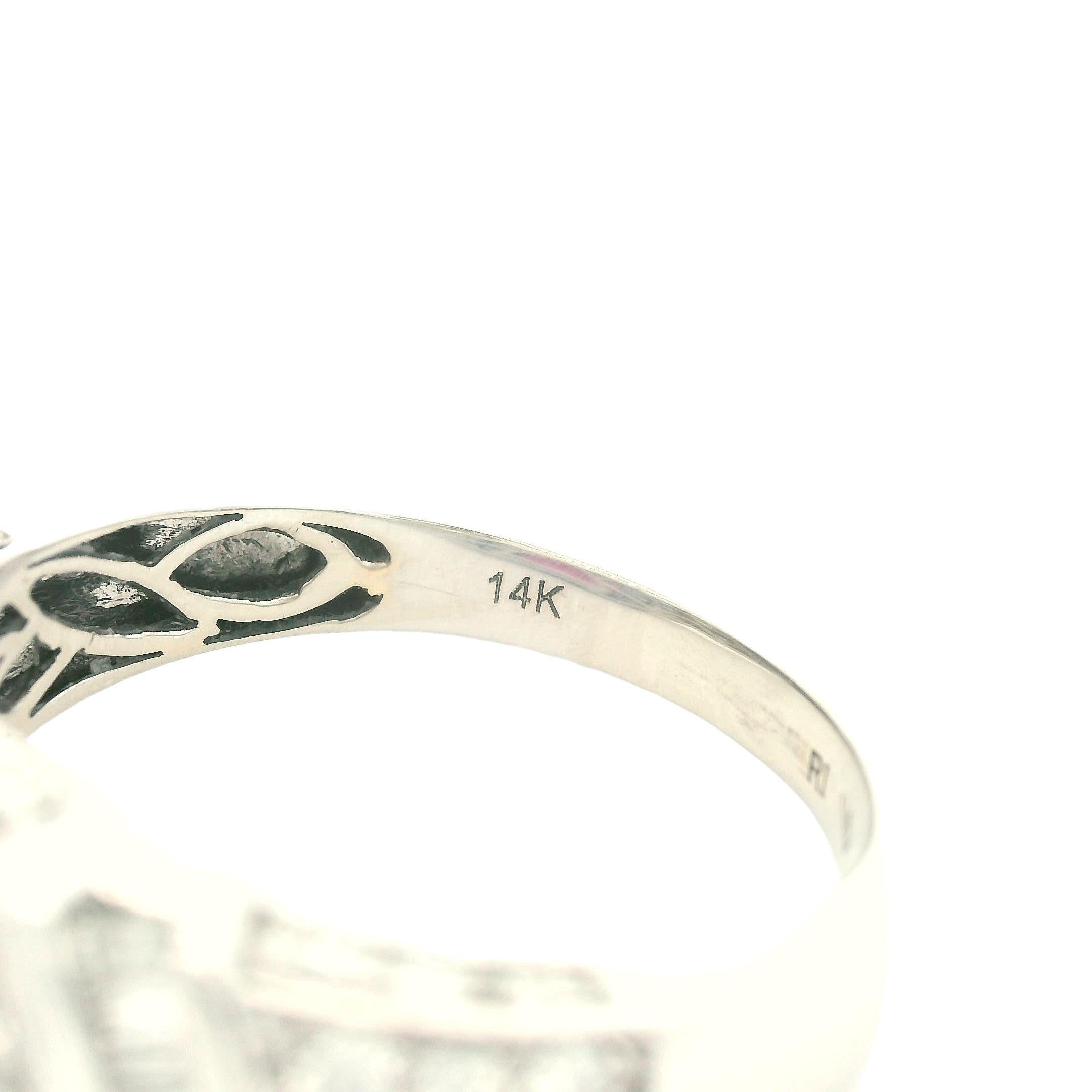 1990s 14k White Gold Tourmaline & Diamond Ring For Sale 2