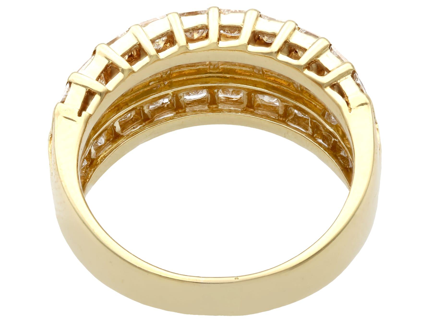 Princess Cut 1990s 1.54 Carat Diamond Yellow Gold Cocktail Ring For Sale