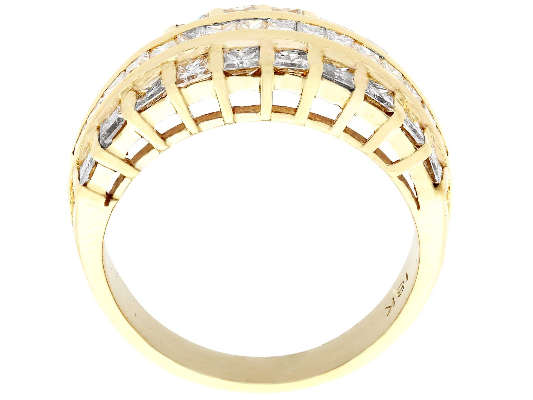 1990s 1.54 Carat Diamond Yellow Gold Cocktail Ring In Excellent Condition For Sale In Jesmond, Newcastle Upon Tyne