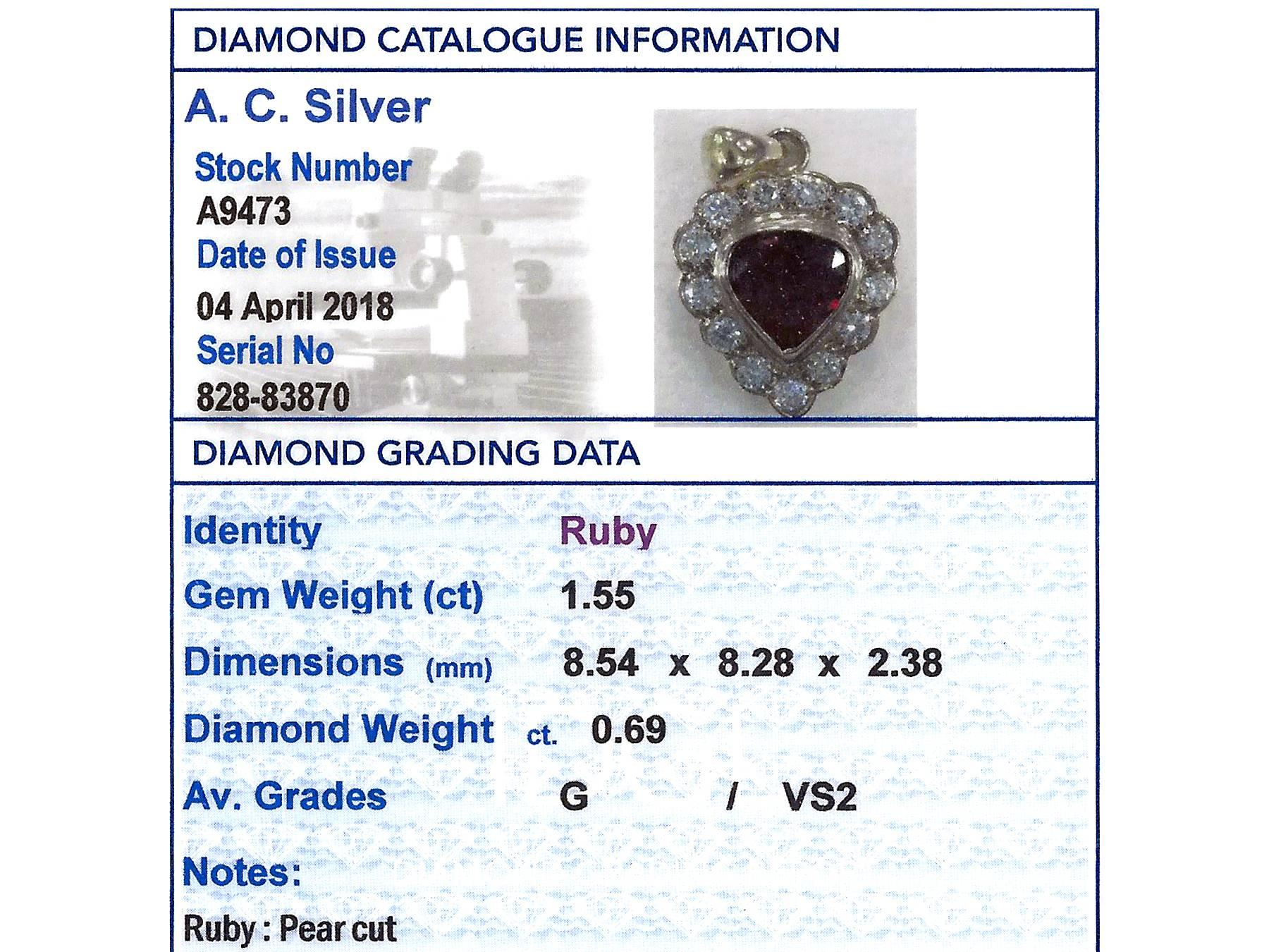 1990s 1.55 Carat Ruby and Diamond Yellow Gold Pendant 2