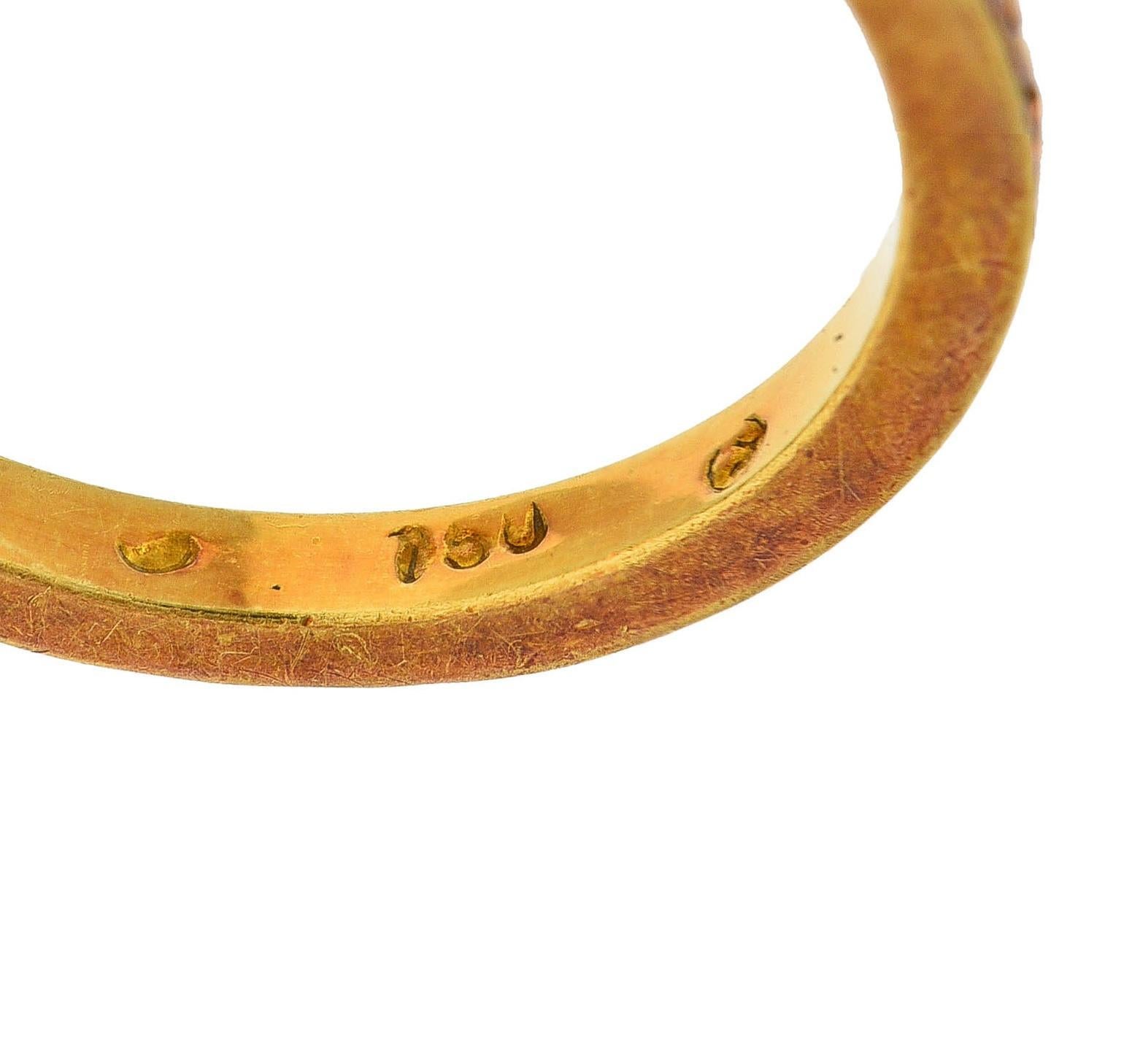 1990's 18 Karat Yellow Gold Zig-Zag Vintage Stacking Wedding Band Ring 2