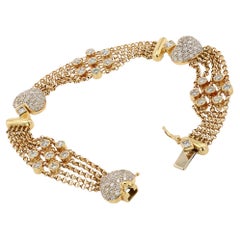 1990 Bracelet en or 18k à maillons en forme de cœur pavé de diamants, 2 carats