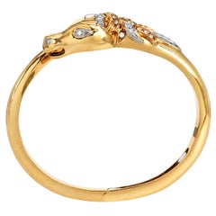 1990S 18K Gold Diamond Horse Bangle Bracelet