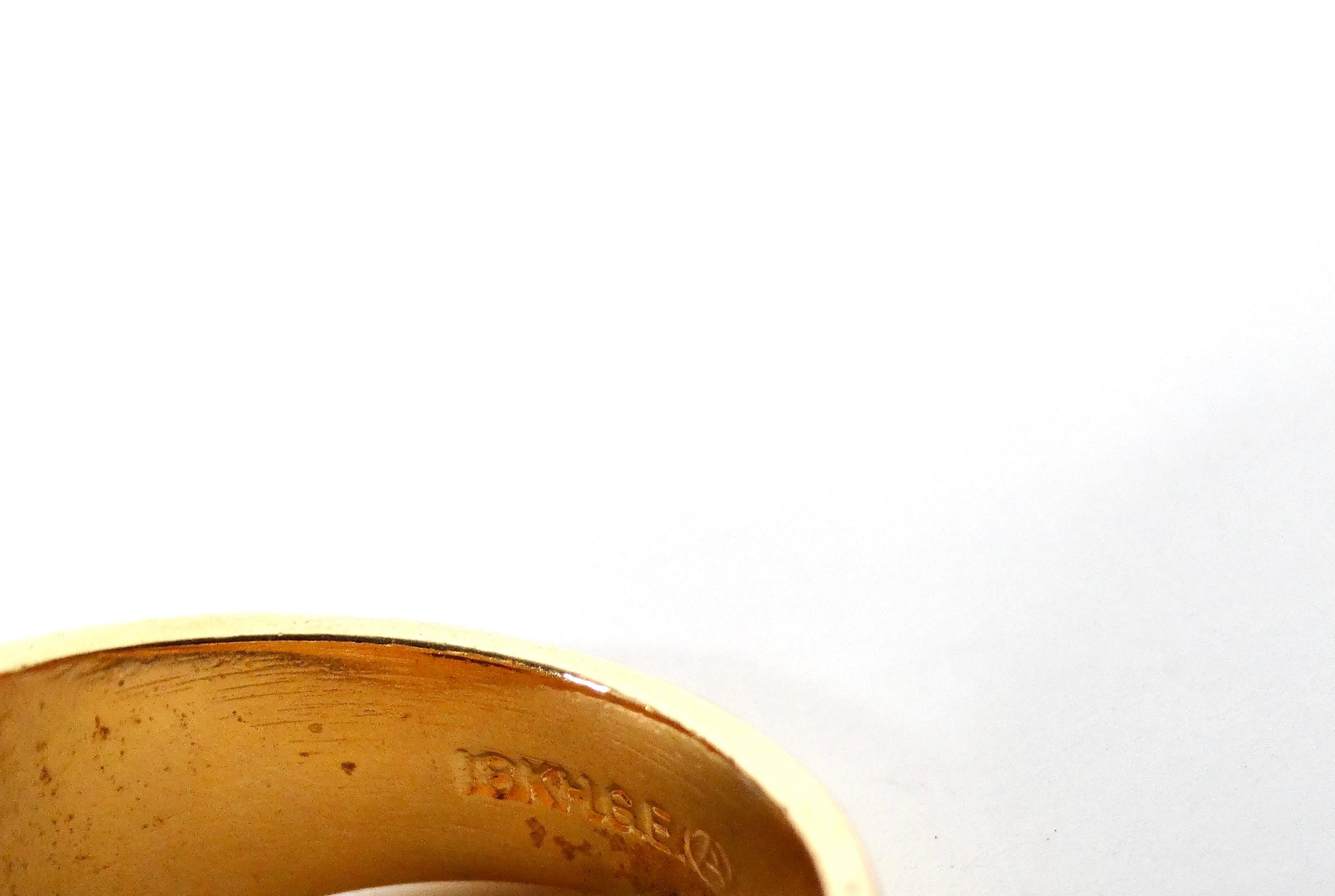 1990s 18k Gold Plated Synthetic Lapis & Crystal Teardrop Cocktail Ring For Sale 2