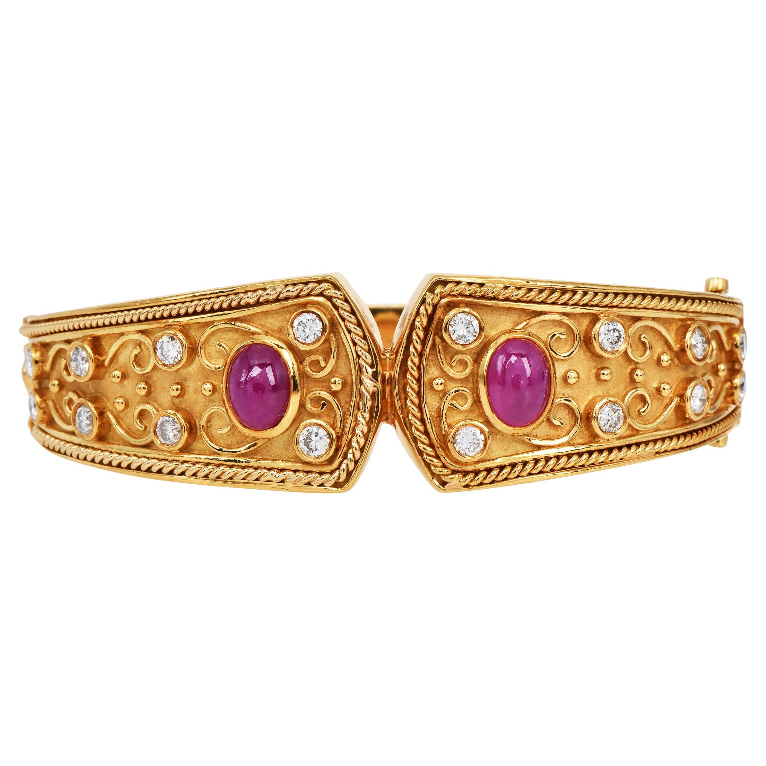 1990
s  Bracelet en or jaune 18K avec rubis et diamants