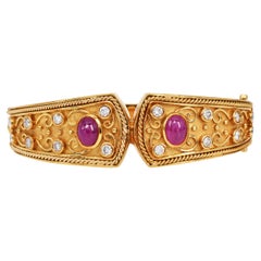 1990's  18K Gelbgold Rubin-Diamant-Armreif