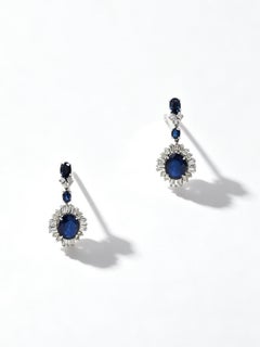 1990s–2000s Sapphire and Diamond Drop Earrings in White Gold