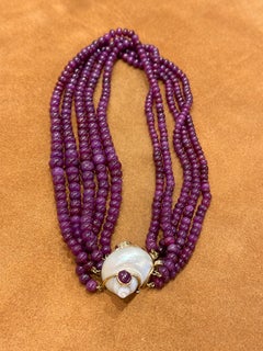 1990er-2000er Jahre Seaman Schepps Granat- und Muschelhalskette