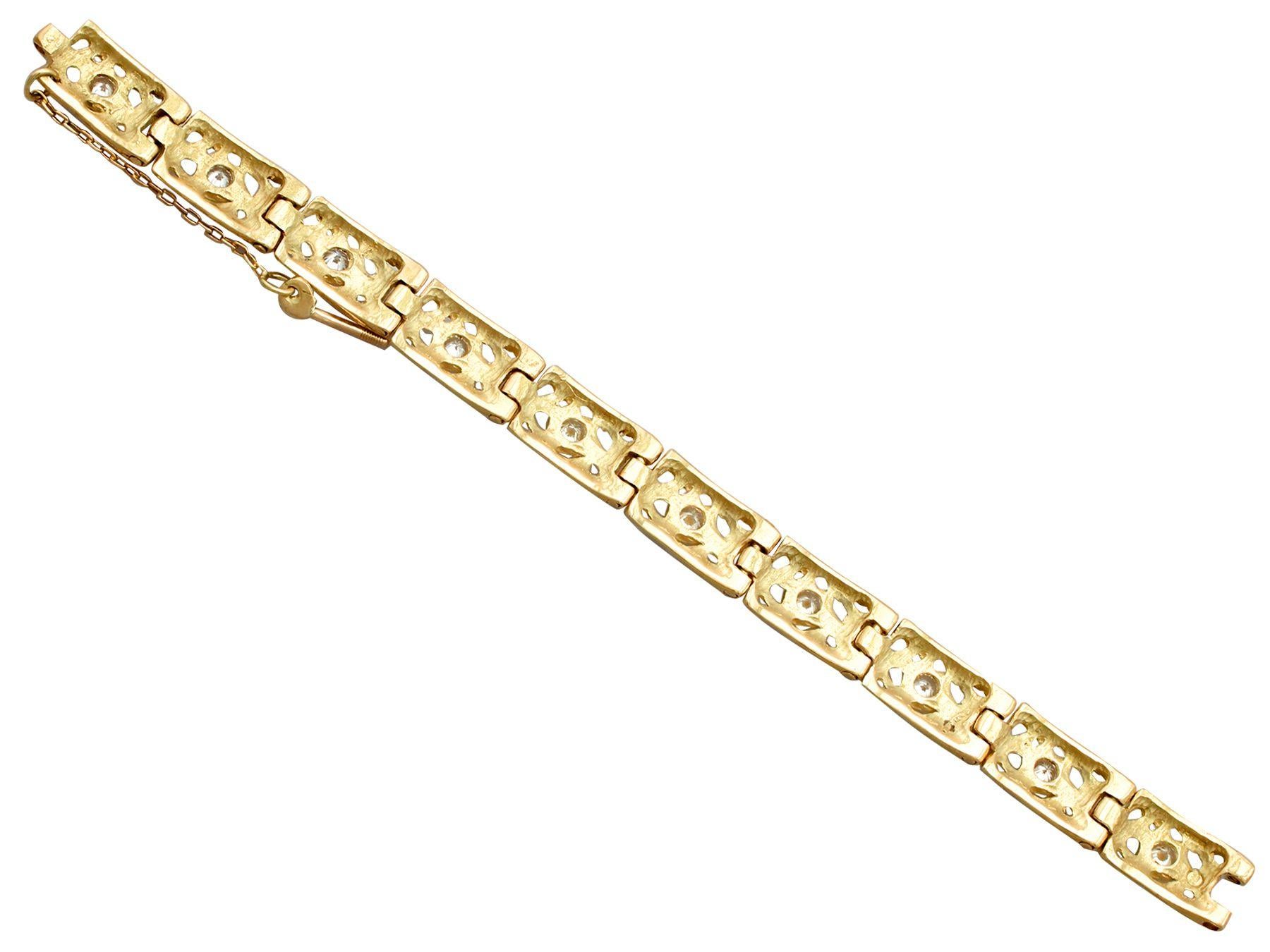 1990s, 2.10 Carat Diamond and Yellow Gold Bracelet 1