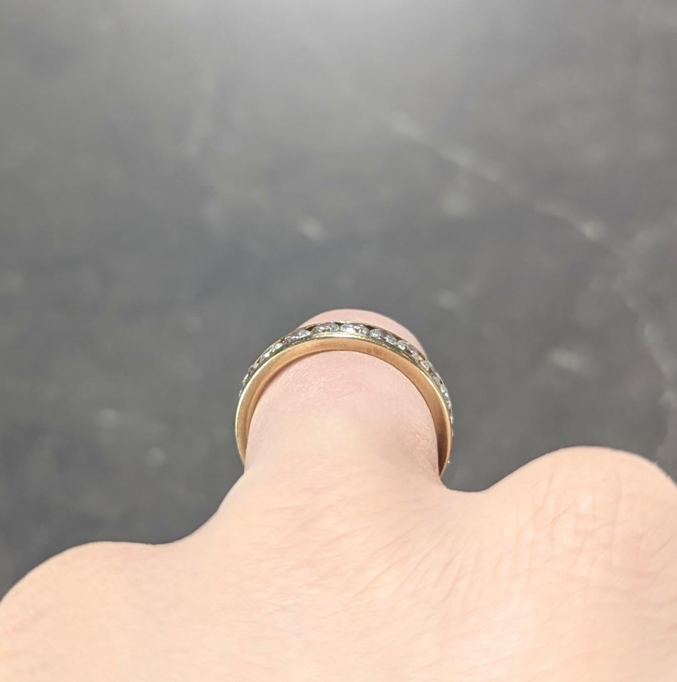 1990's 2.20 CTW Diamond 14 Karat Yellow Gold Vintage Eternity Wedding Band Ring For Sale 3