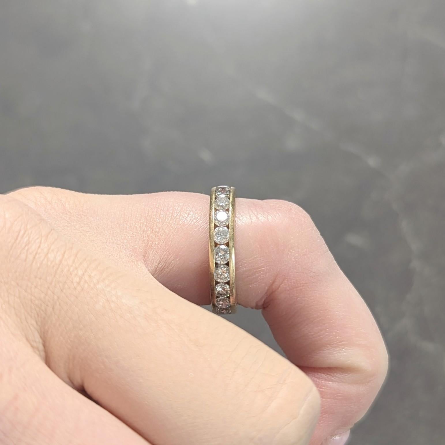 1990's 2.20 CTW Diamond 14 Karat Yellow Gold Vintage Eternity Wedding Band Ring For Sale 4