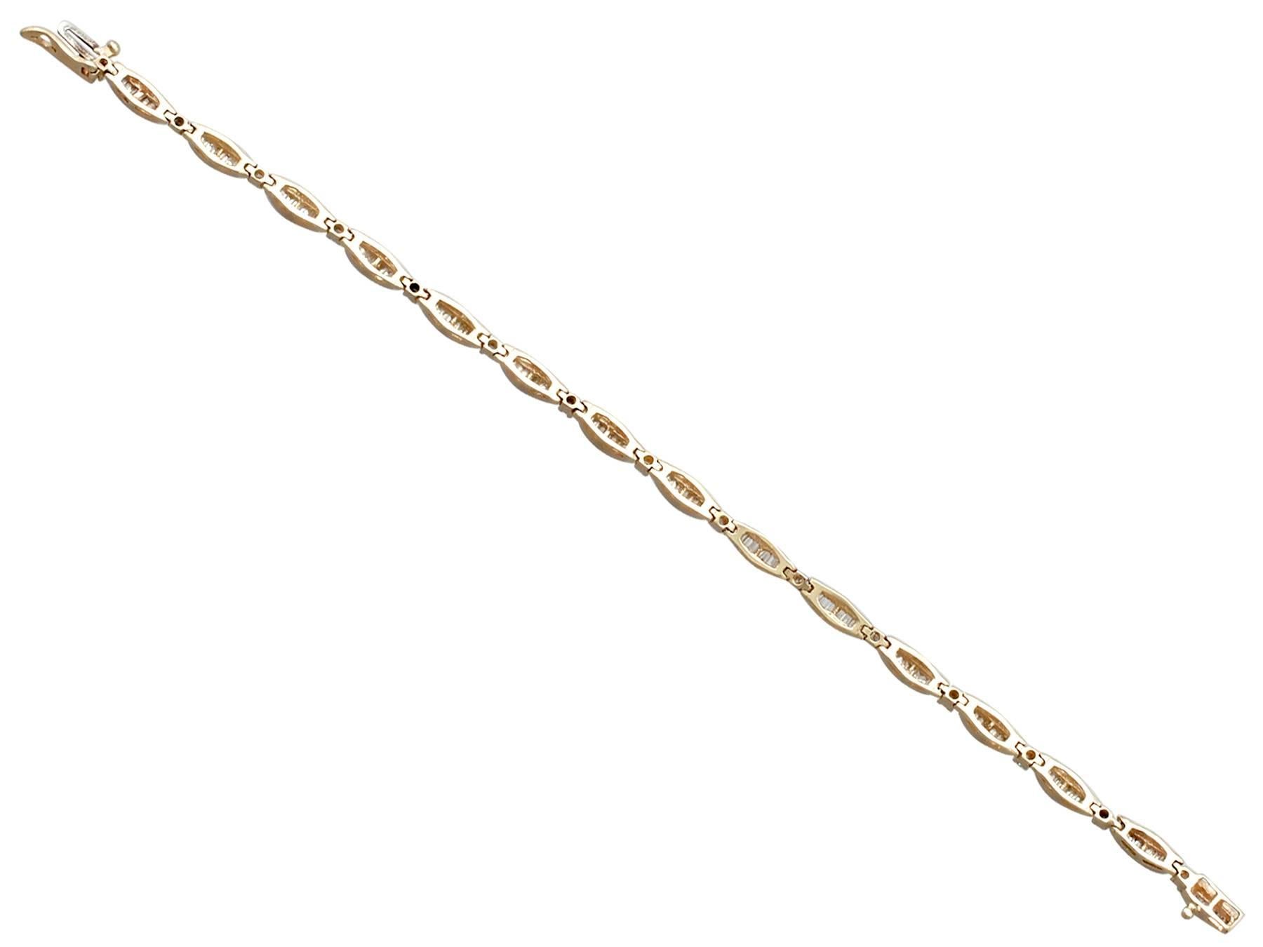 Women's 1990s 2.55 Carat Diamond and Yellow Gold Bracelet