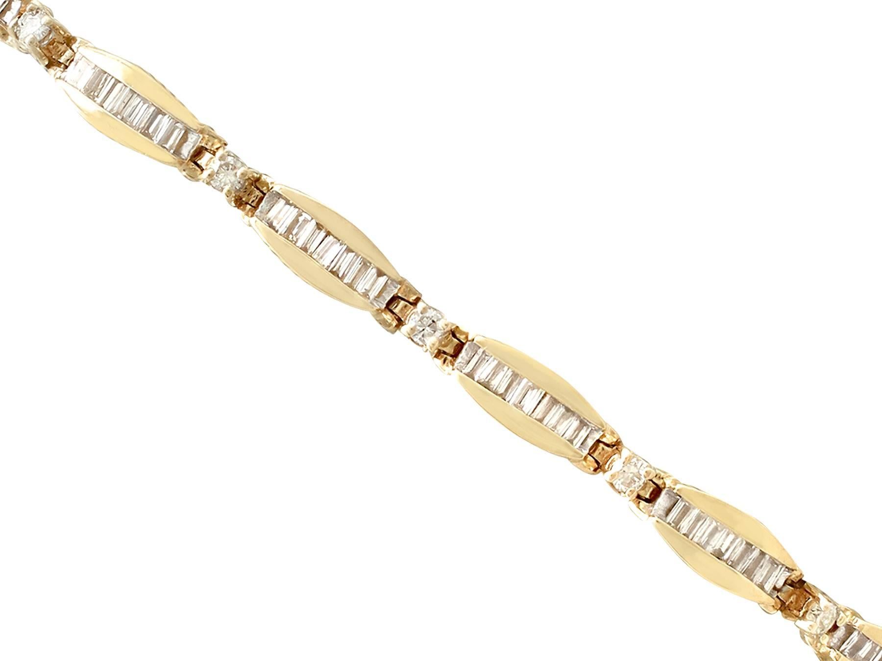 1990s 2.55 Carat Diamond and Yellow Gold Bracelet 1