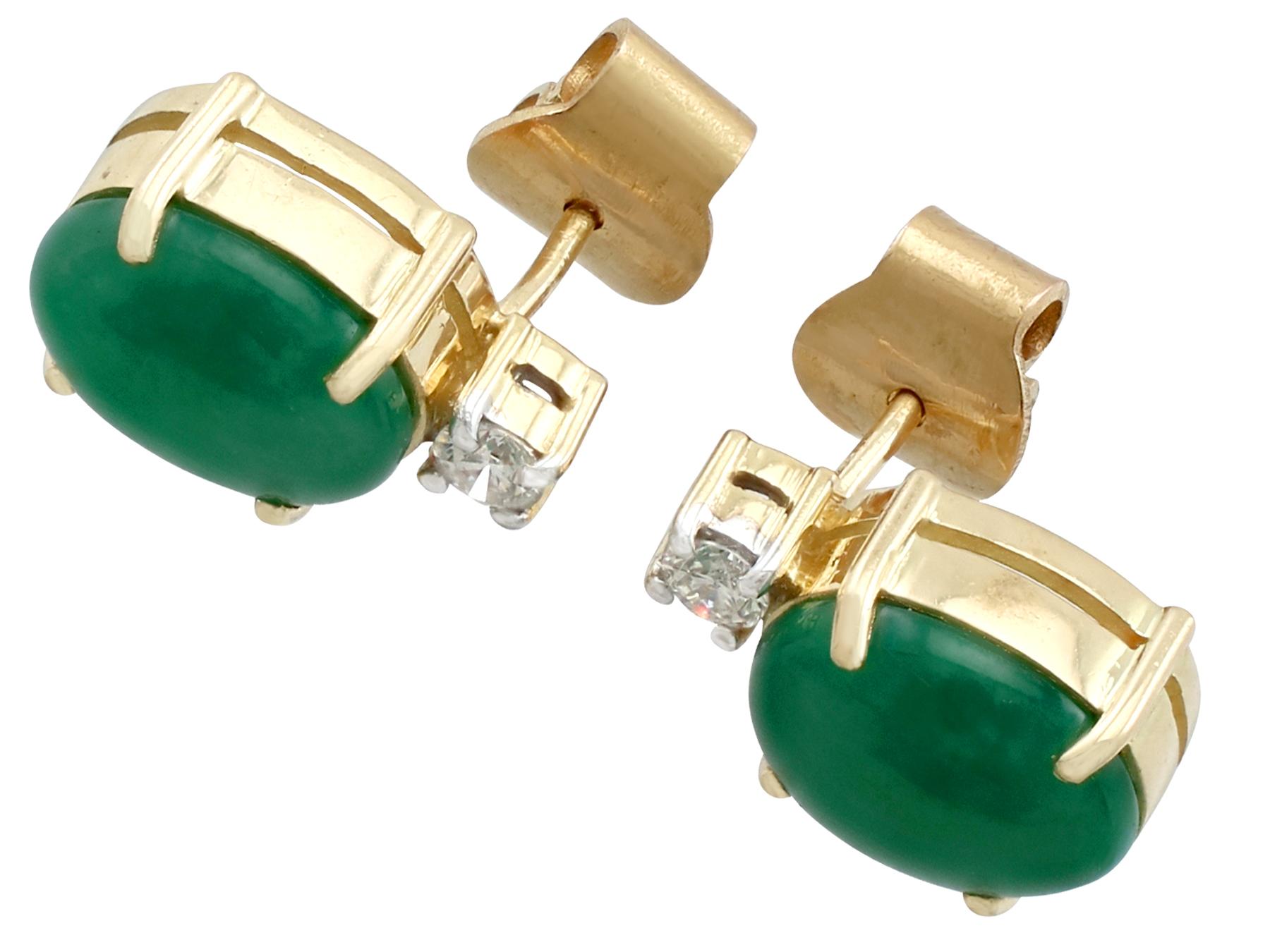 Retro 1990s 4.46 carat Jade and Diamond Earrings 