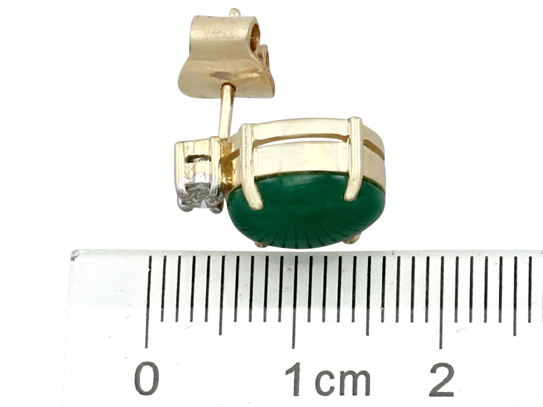 1990s 4.46 carat Jade and Diamond Earrings  1