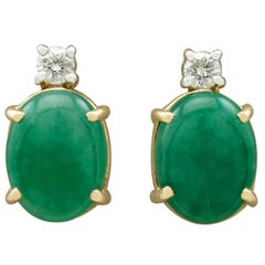 1990s 4.46 carat Jade and Diamond Earrings