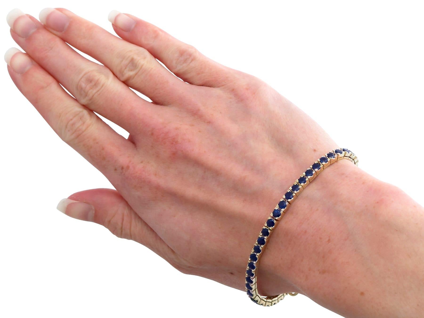 1990s 6.90 carat Sapphire Tennis Bracelet in 14k Yellow Gold For Sale 6