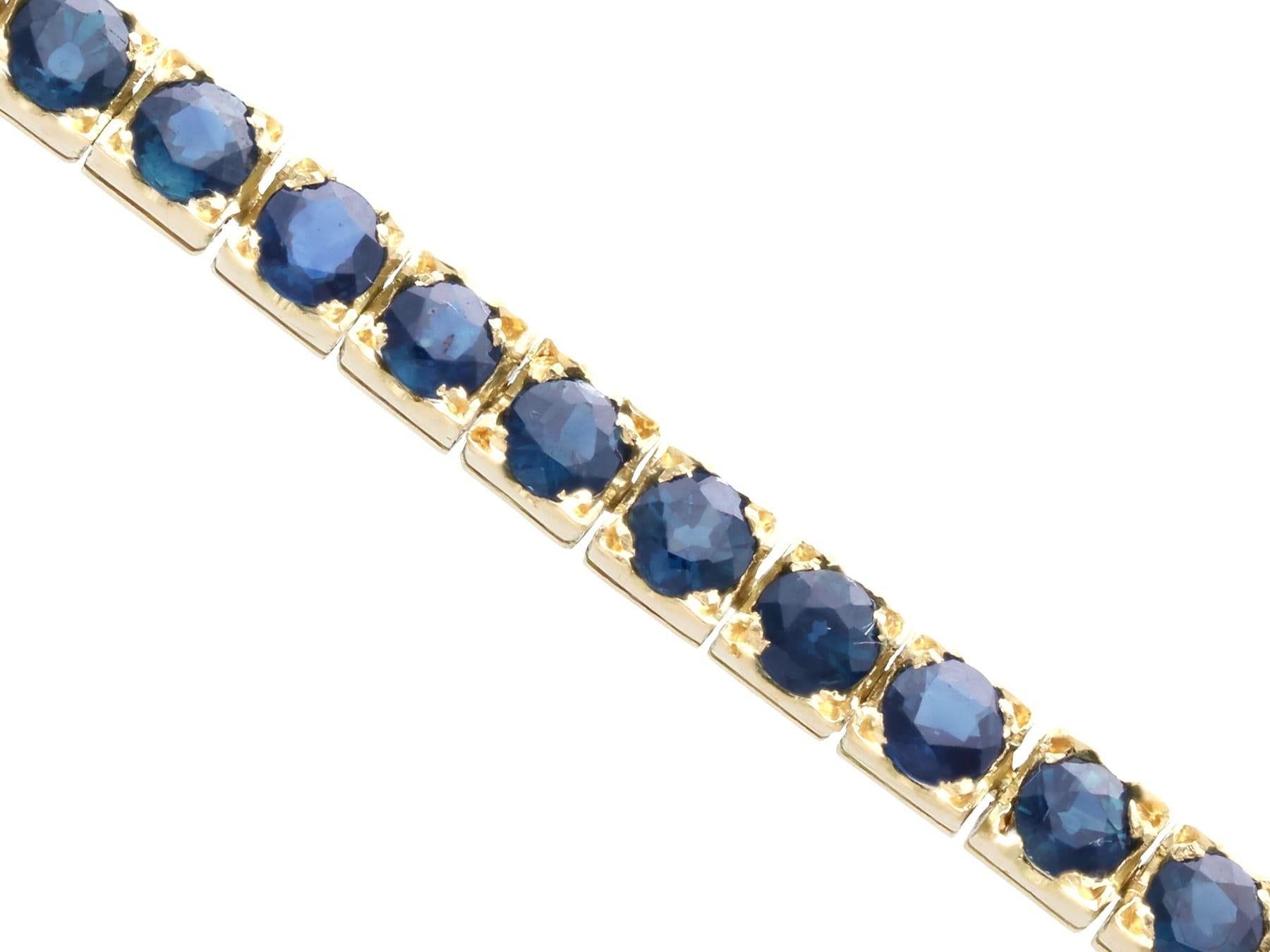 1990s 6.90 carat Sapphire Tennis Bracelet in 14k Yellow Gold In Excellent Condition In Jesmond, Newcastle Upon Tyne