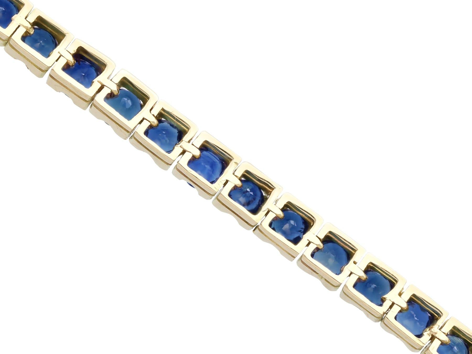 1990s 6.90 carat Sapphire Tennis Bracelet in 14k Yellow Gold For Sale 1