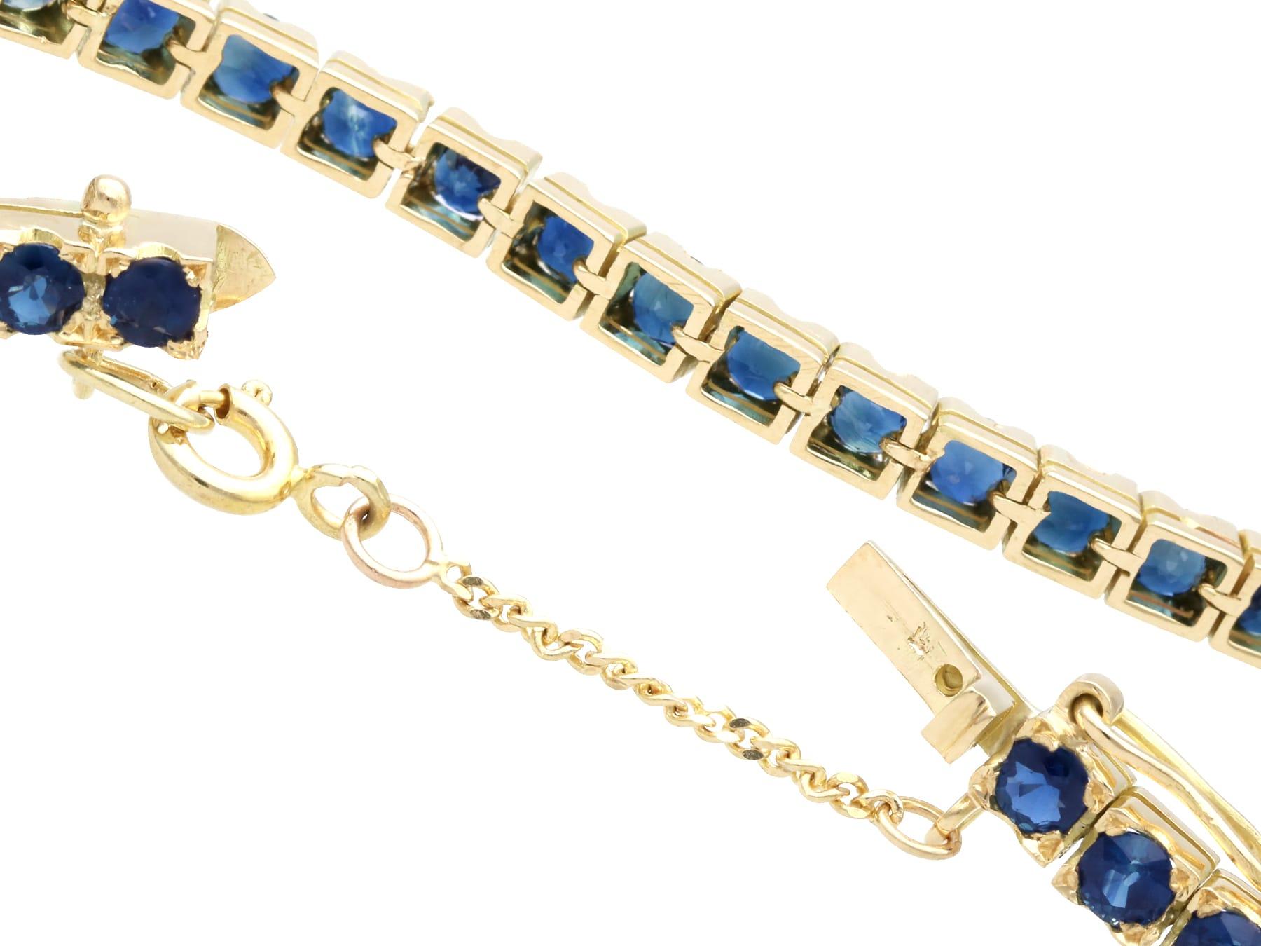 1990s 6.90 carat Sapphire Tennis Bracelet in 14k Yellow Gold For Sale 3
