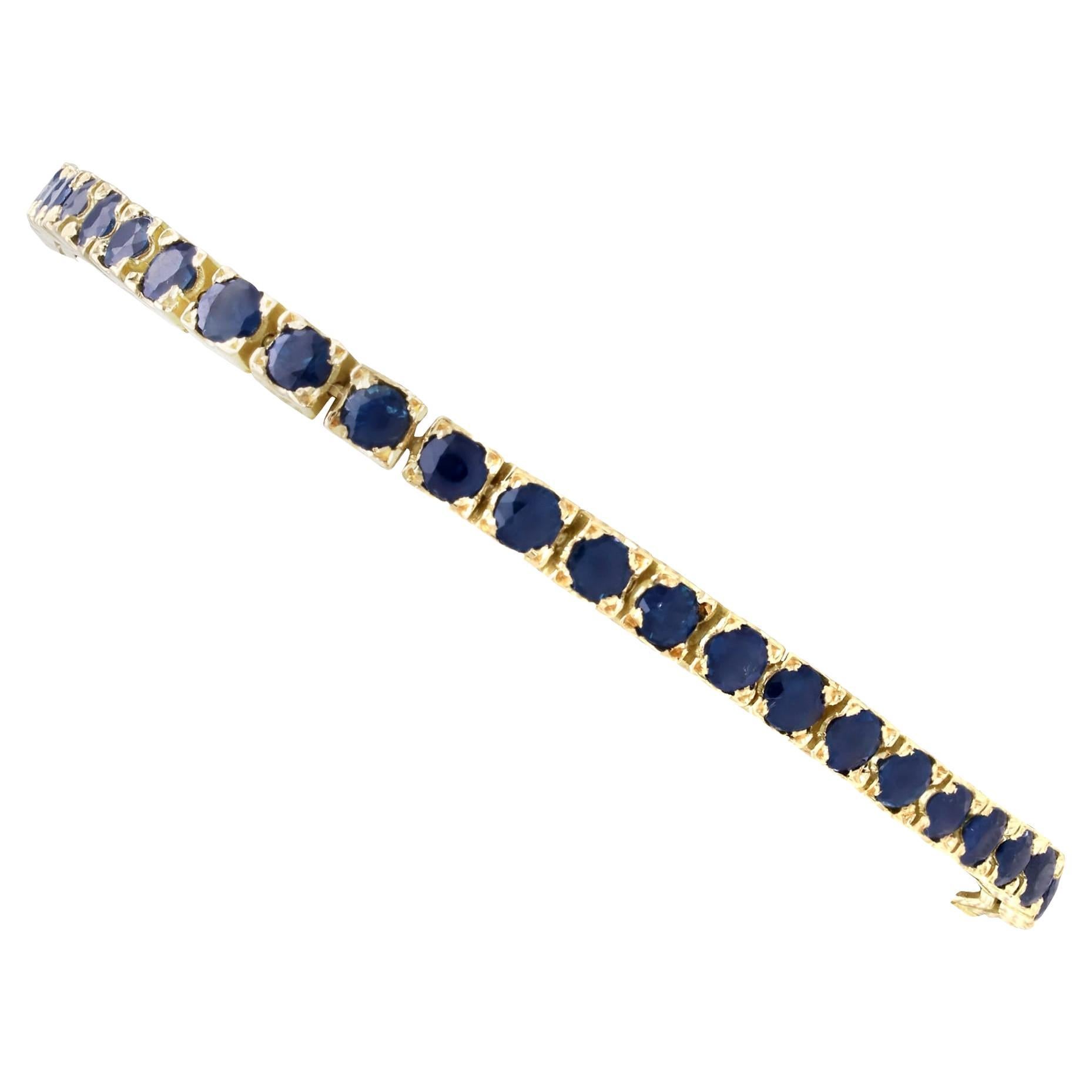 Bracelet tennis en or jaune 14 carats avec saphirs de 6,90 carats, années 1990 en vente