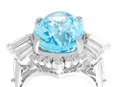 1990s 7.75 Carat Aquamarine and 1.65 Carat Diamond Platinum Cocktail Ring