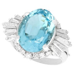 Bague cocktail des années 1990 avec aigue-marine de 7,75 carats et diamants de 1,65 carat