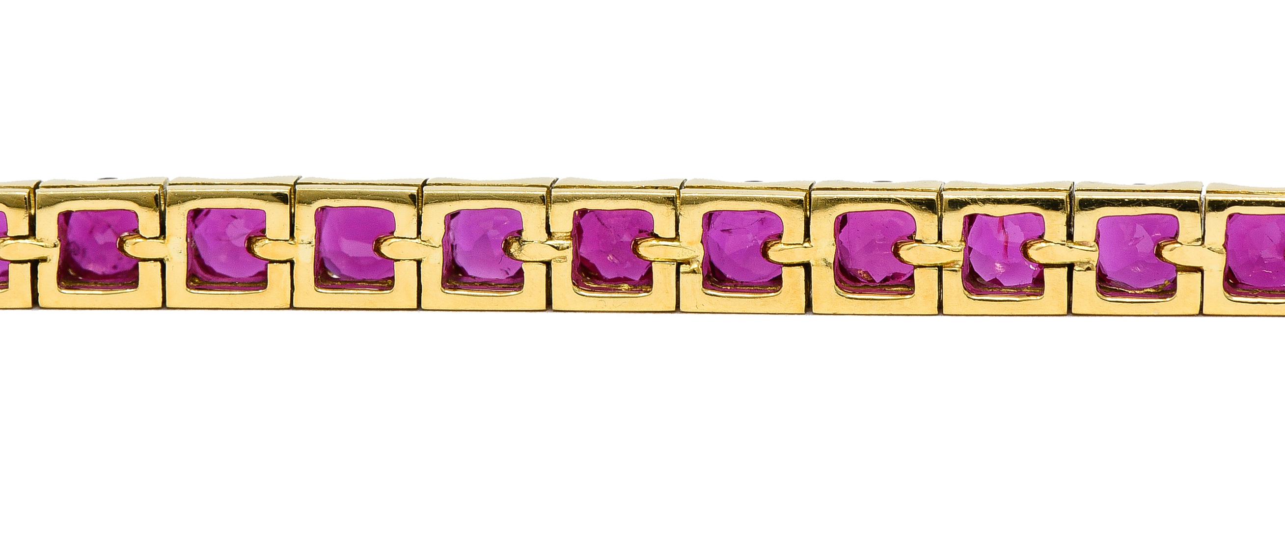 Bracelet ligne vintage en or jaune 18 carats avec rubis 9,20 carats poids total, années 1990 en vente 5