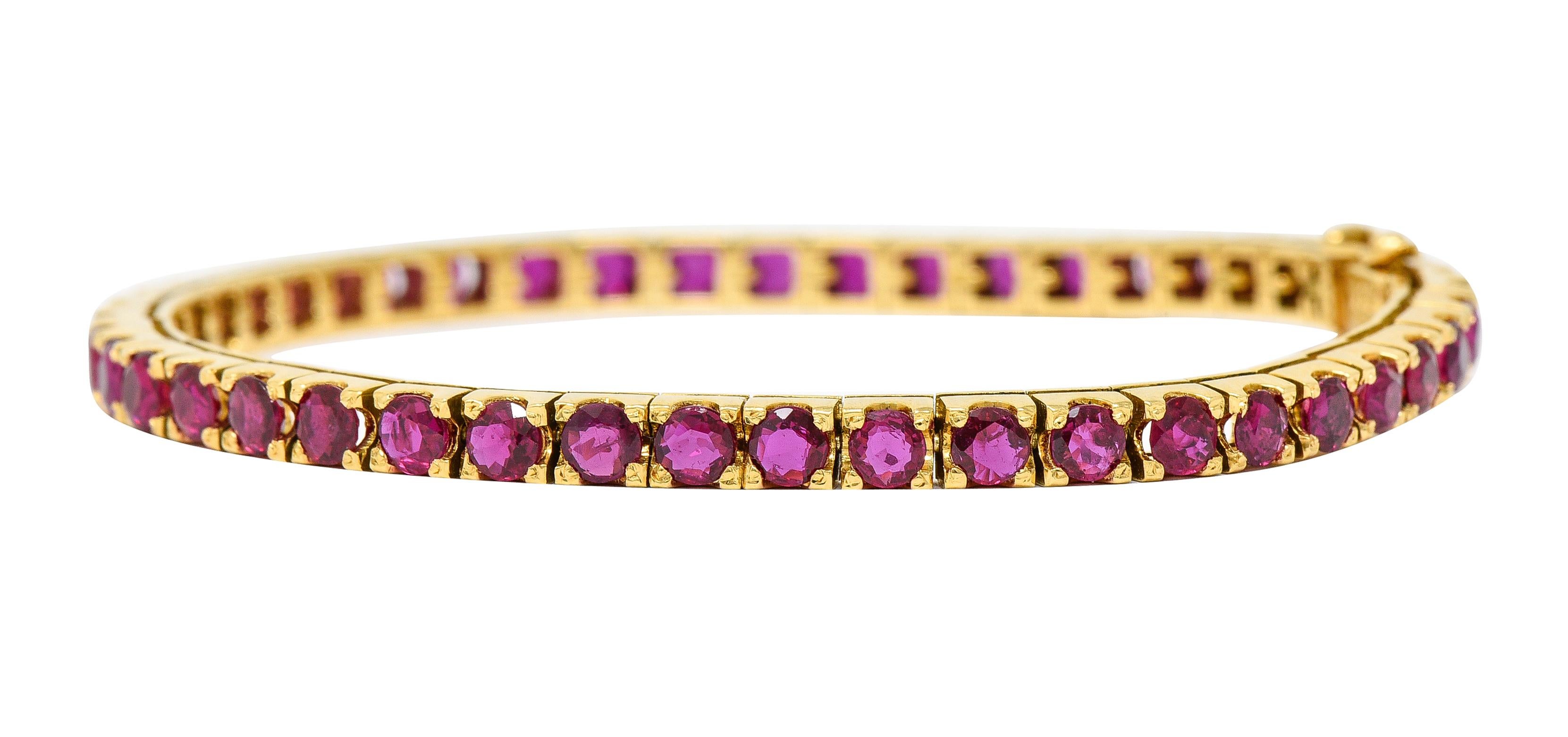 Bracelet ligne vintage en or jaune 18 carats avec rubis 9,20 carats poids total, années 1990 en vente 7