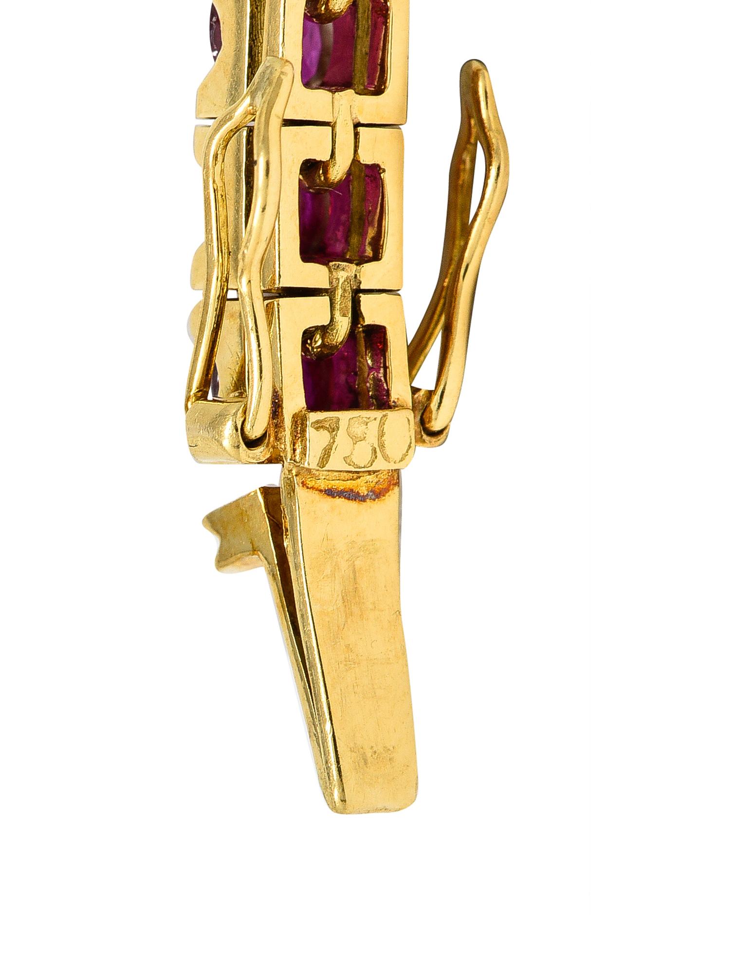 Bracelet ligne vintage en or jaune 18 carats avec rubis 9,20 carats poids total, années 1990 en vente 3