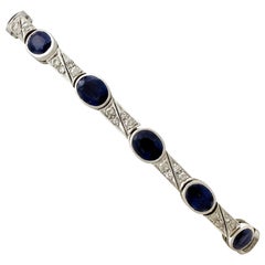 1990s 9.36 Carat Sapphire and Diamond White Gold Bracelet