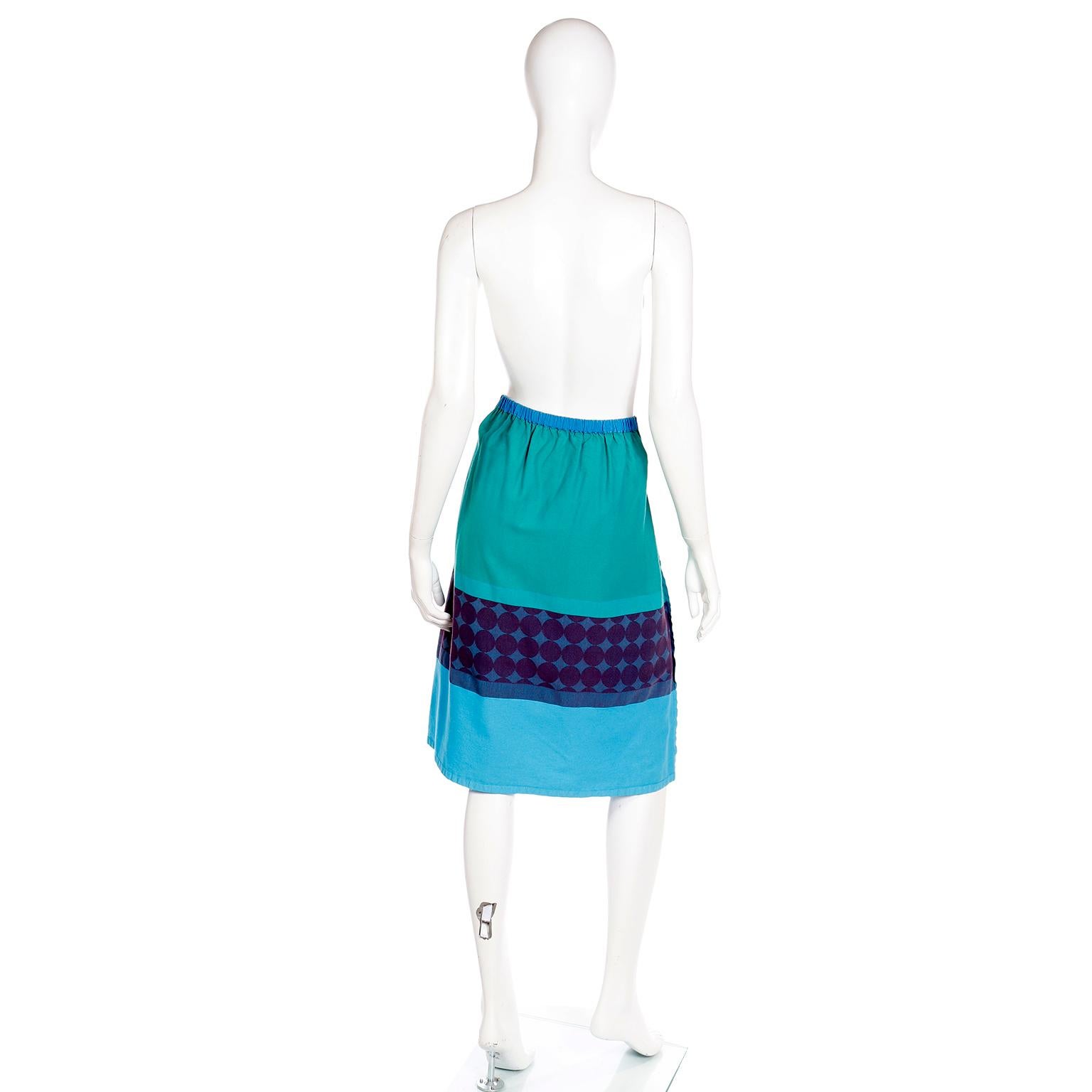 1990s A-Poc Issey Miyake Dai Fujiwara Blue Green Purple Cotton Inside Out Skirt In Excellent Condition For Sale In Portland, OR