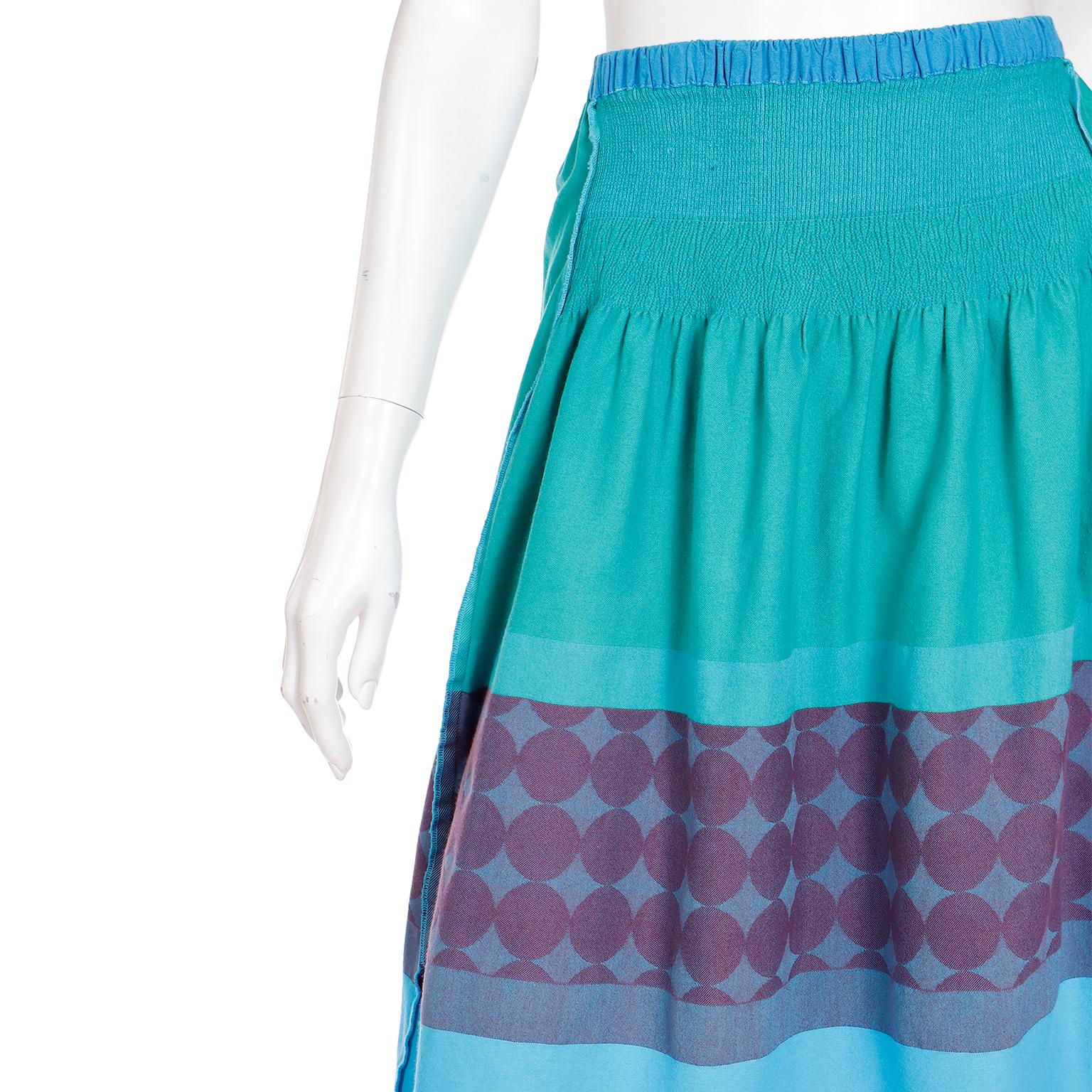 1990s A-Poc Issey Miyake Dai Fujiwara Blue Green Purple Cotton Inside Out Skirt For Sale 1