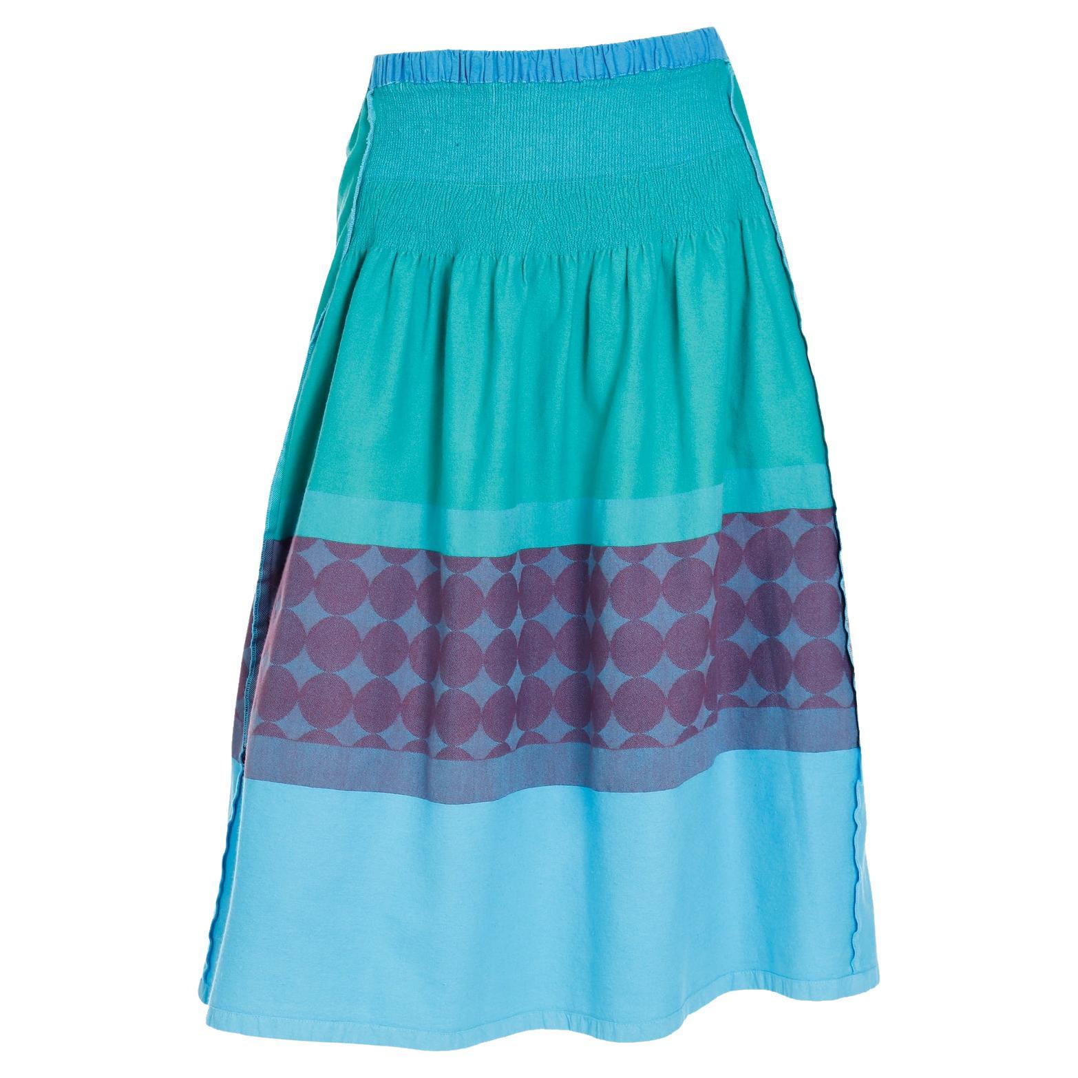 1990s A-Poc Issey Miyake Dai Fujiwara Blue Green Purple Cotton Inside Out Skirt