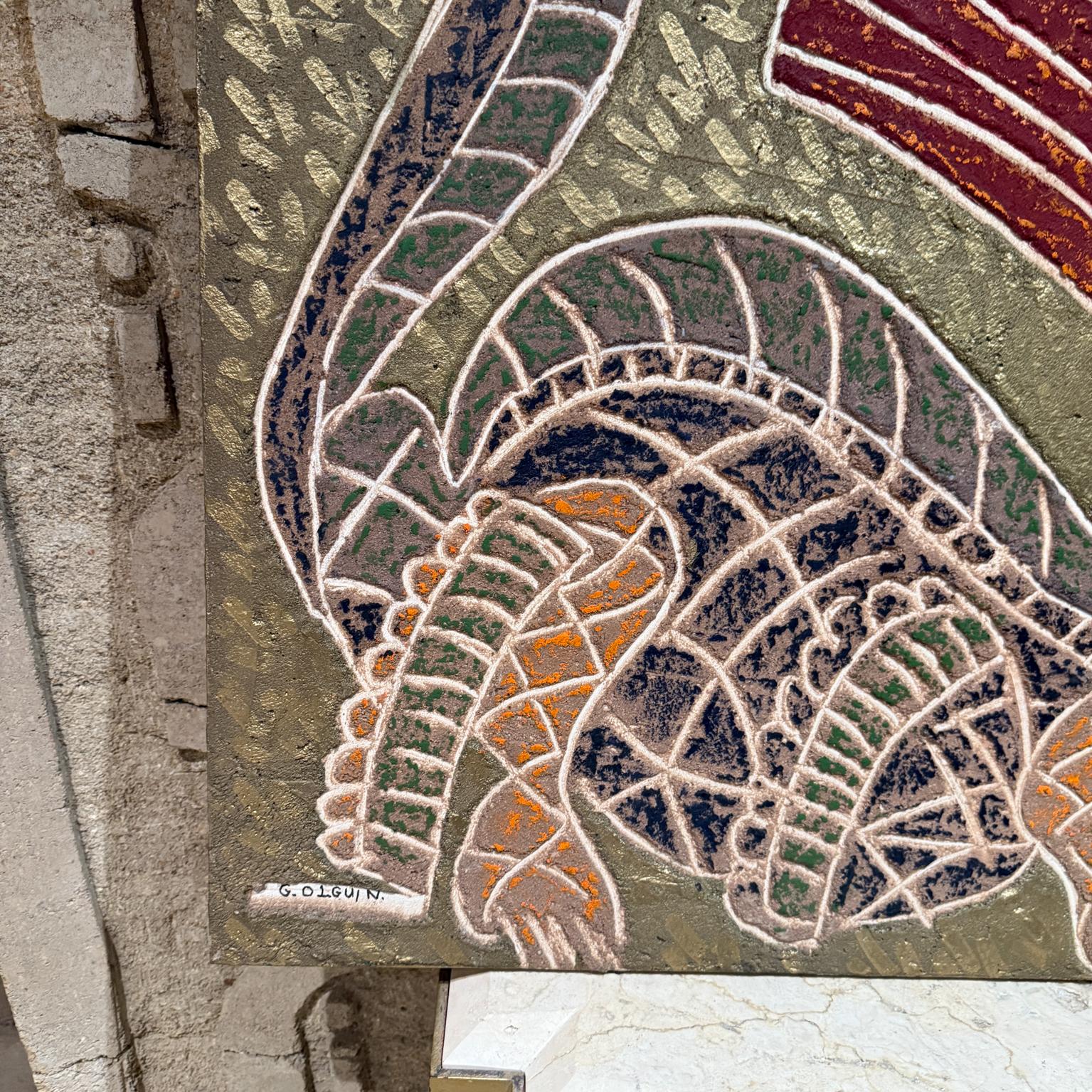 Modern 1990s Abstract Mixed Media Art La Reina Gustavo Olguín Mexico Wall Art Painting For Sale