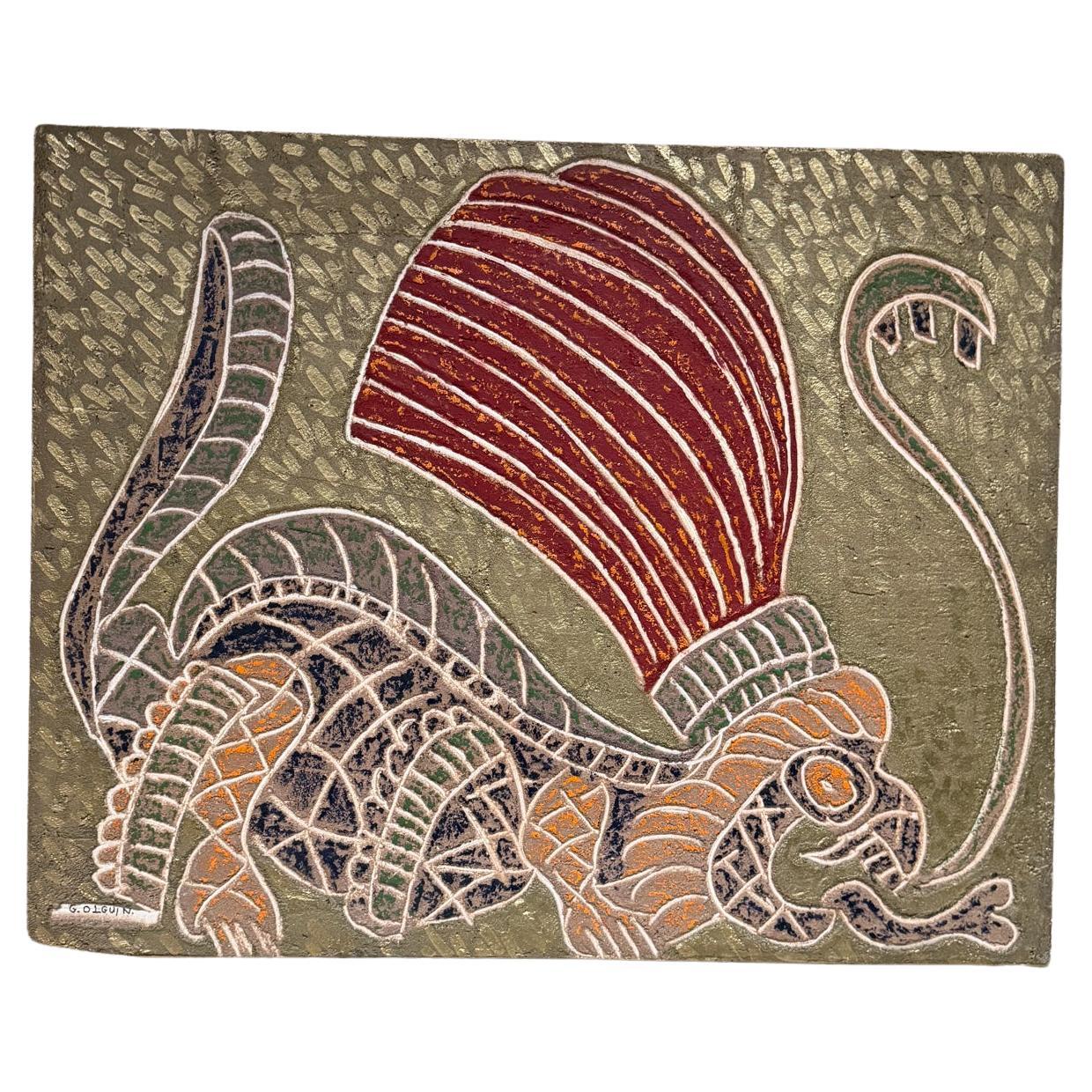 Década de 1990 Arte abstracto en técnica mixta La Reina Gustavo Olguín México Pintura muralista