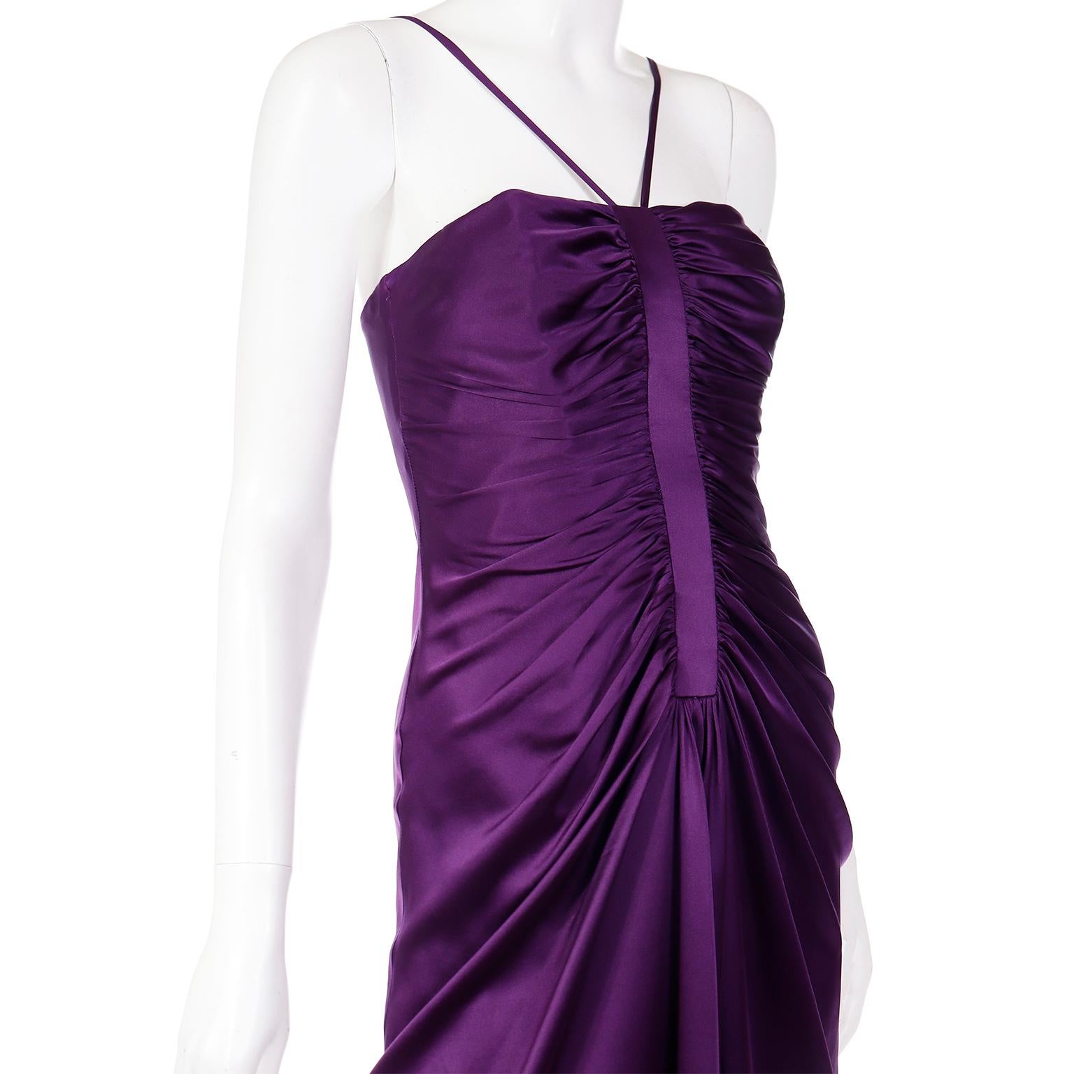 Women's 1990s Adolfo Dominguez Vintage Purple Silk Charmeuse Evening Dress For Sale